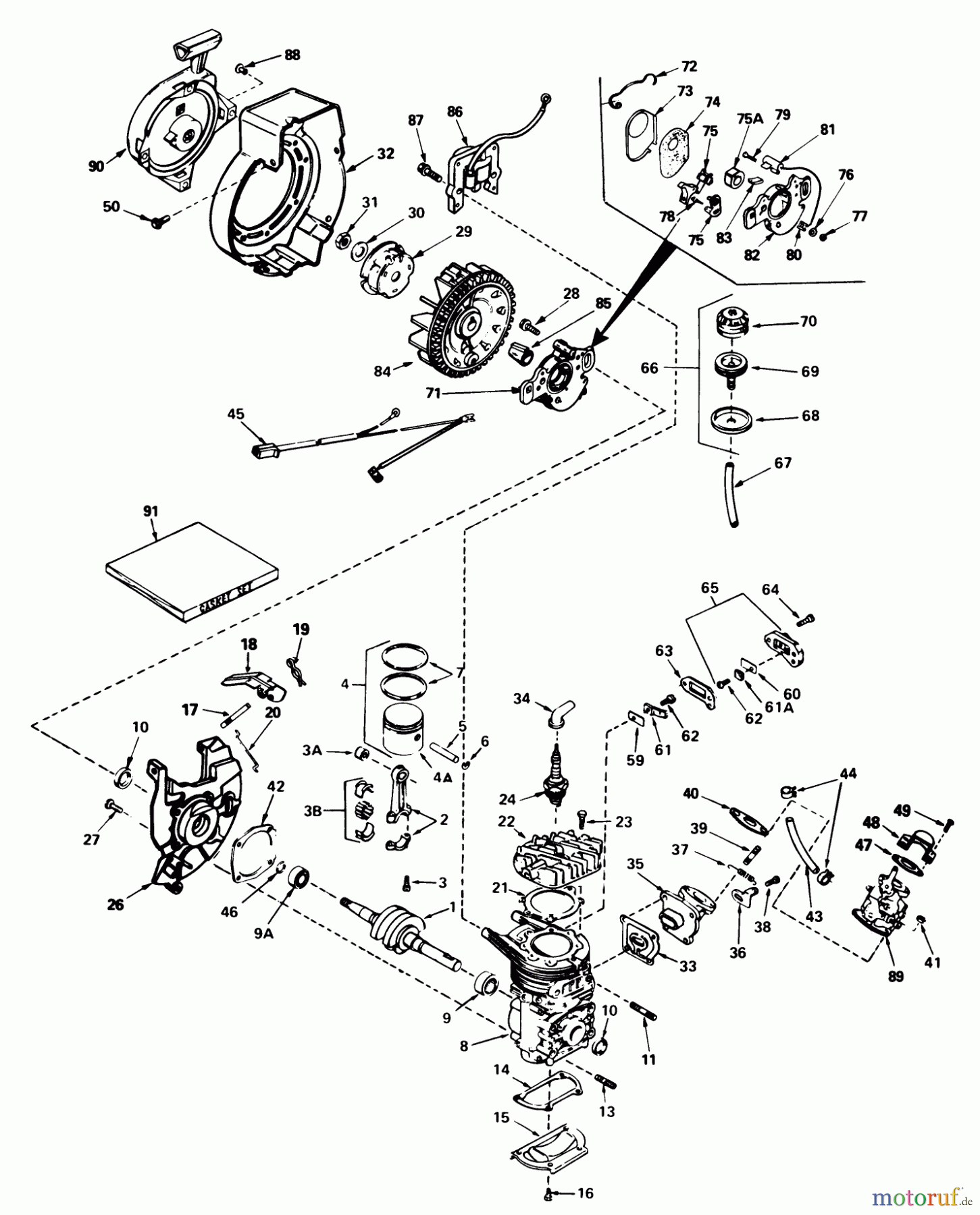  Toro Neu Snow Blowers/Snow Throwers Seite 1 38242 (S-200) - Toro S-200 Snowthrower, 1983 (3000001-3999999) ENGINE ASSEMBLY ENGINE TECUMSEH MODEL NO. AH520 TYPE 1602