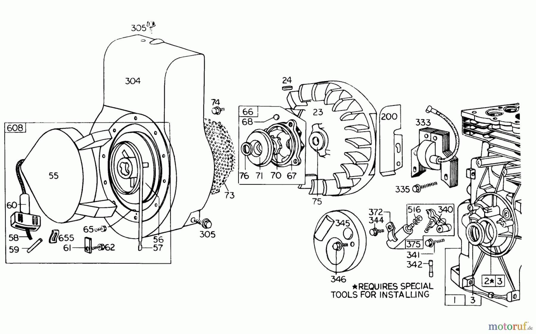  Toro Neu Blowers/Vacuums/Chippers/Shredders 62933 - Toro 5 hp Lawn Blower, 1974 (4000001-4999999) REWIND STARTER