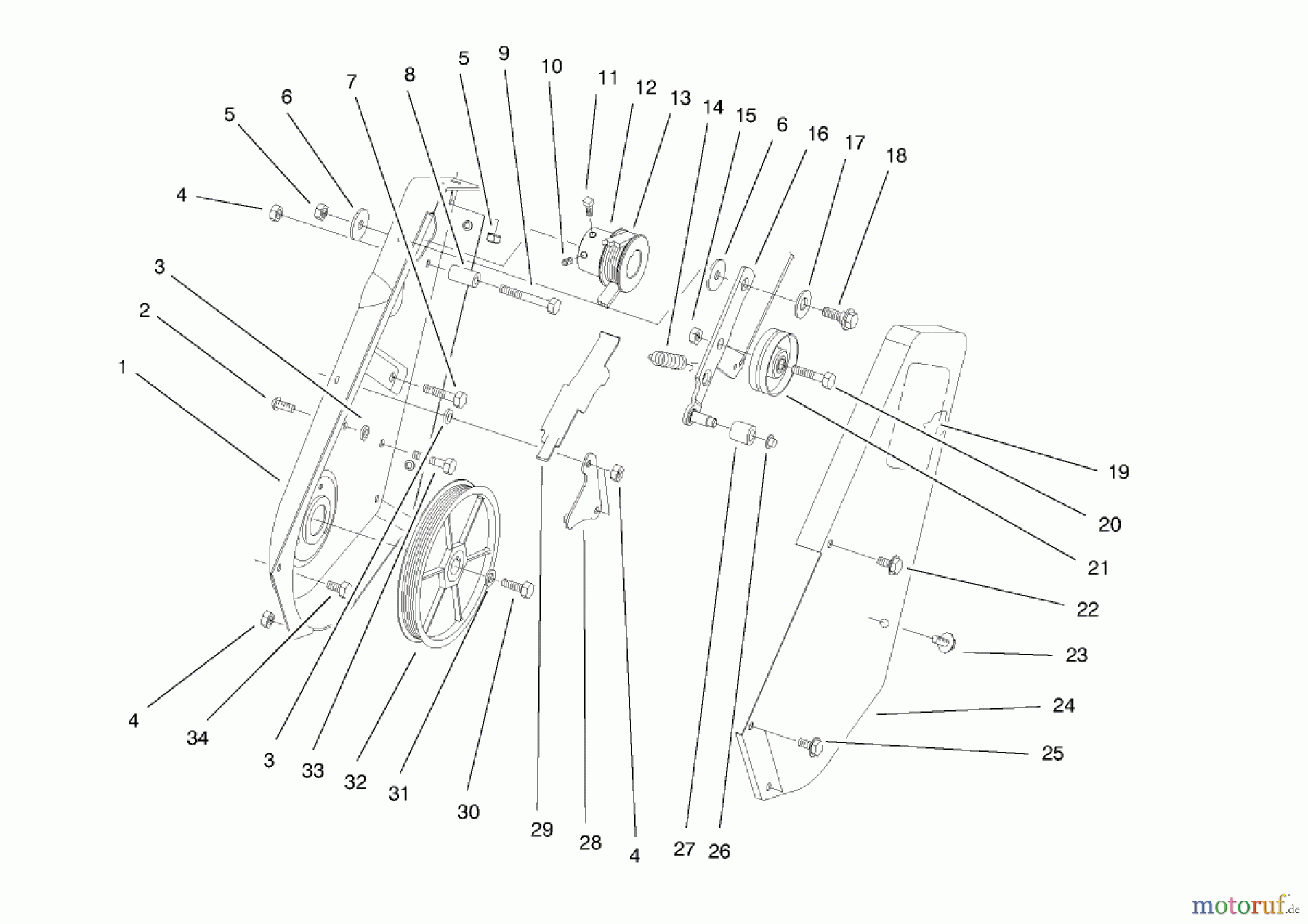  Toro Neu Snow Blowers/Snow Throwers Seite 1 38412 (2400) - Toro CCR 2400 Snowthrower, 1998 (8900001-8999999) PULLEY AND COVER ASSEMBLY