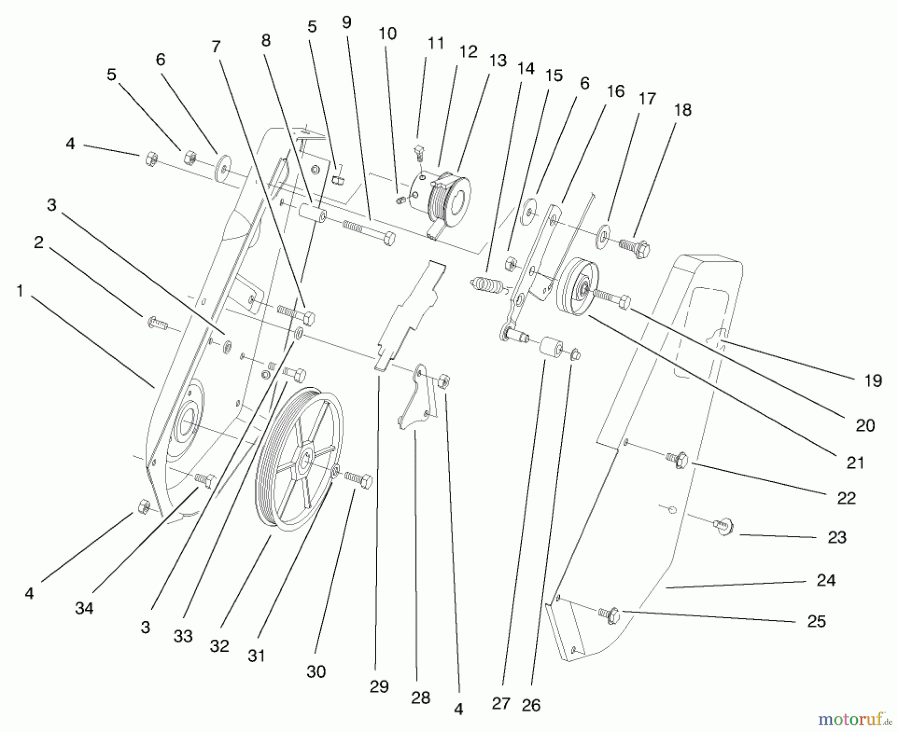 Toro Neu Snow Blowers/Snow Throwers Seite 1 38411 (2400) - Toro CCR 2400 Snowthrower, 1997 (7900001-7999999) PULLEY & COVER ASSEMBLY
