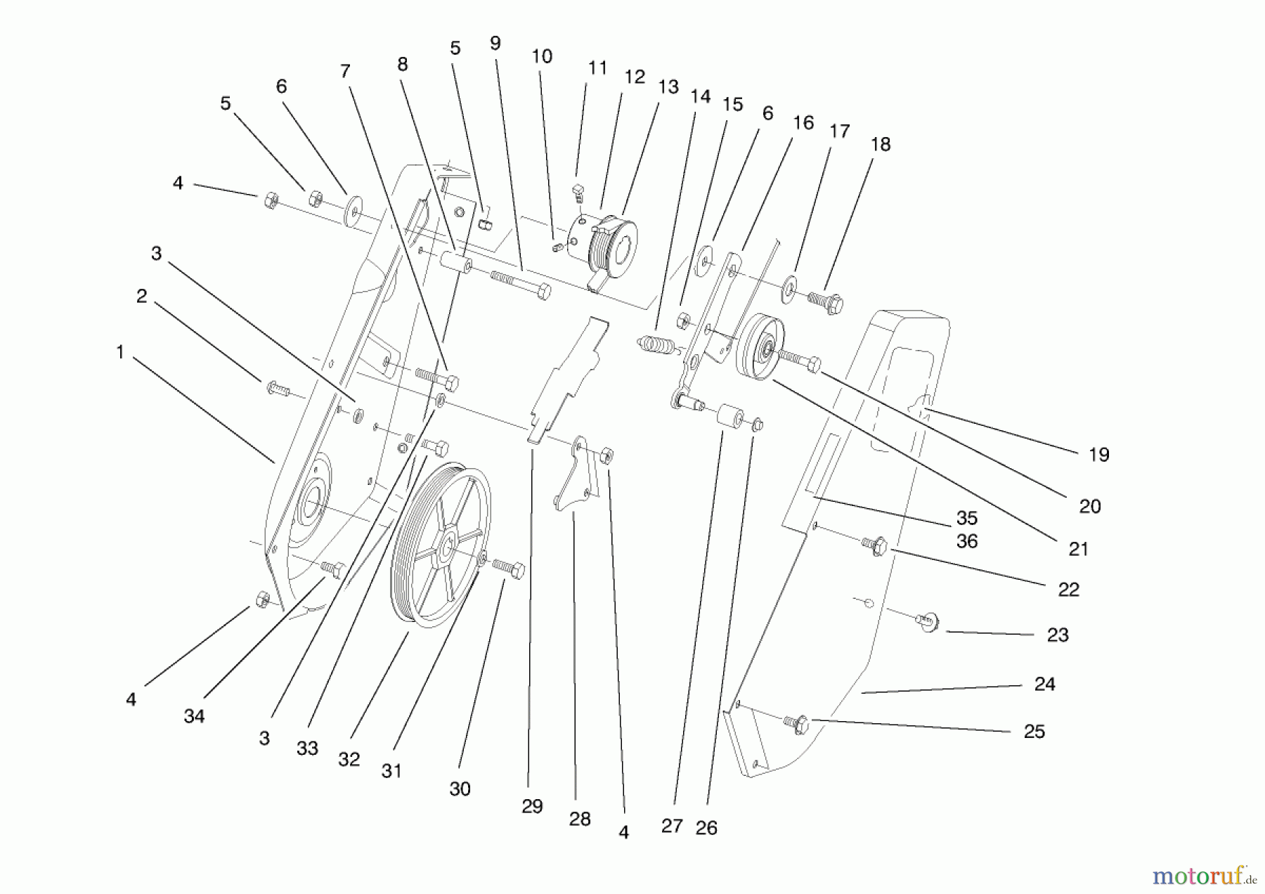  Toro Neu Snow Blowers/Snow Throwers Seite 1 38414 (2400) - Toro CCR 2400 Snowthrower, 1998 (8900001-8999999) PULLEY AND COVER ASSEMBLY