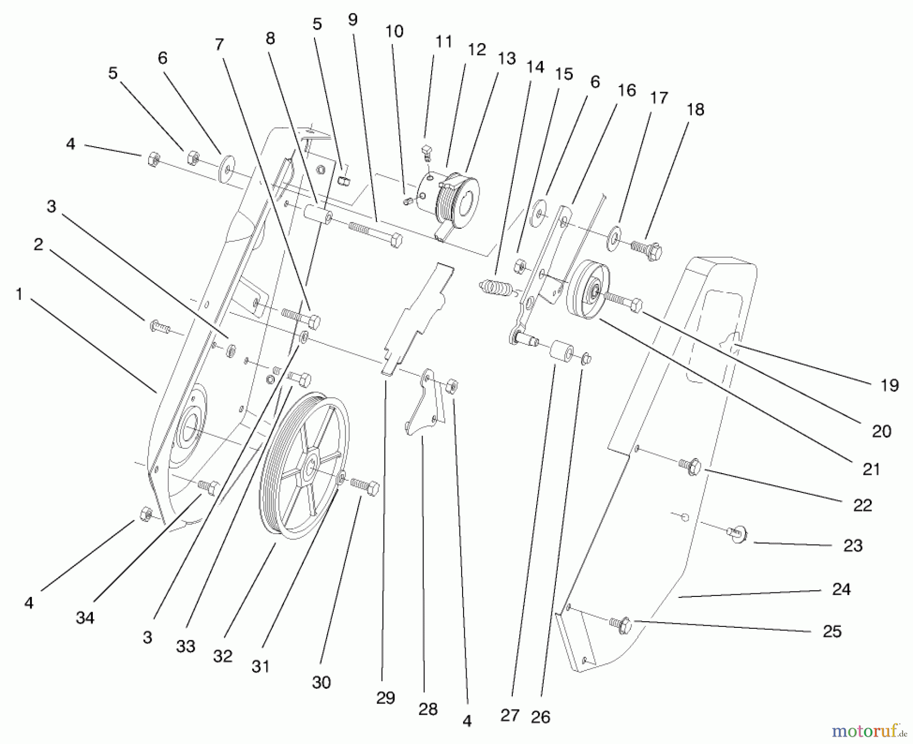  Toro Neu Snow Blowers/Snow Throwers Seite 1 38415 (2400) - Toro CCR 2400 Snowthrower, 1997 (7900001-7999999) PULLEY & COVER ASSEMBLY