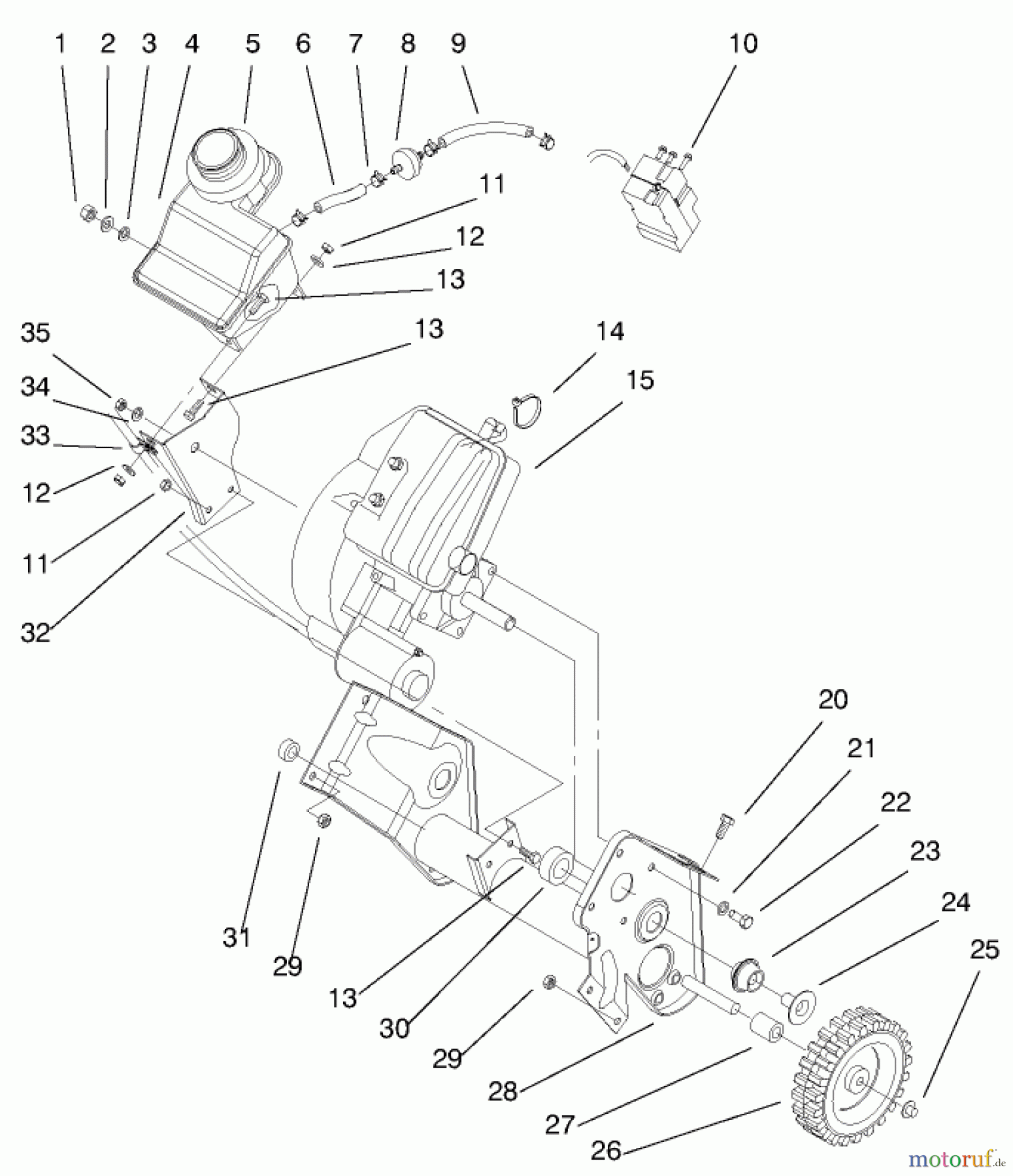  Toro Neu Snow Blowers/Snow Throwers Seite 1 38445 (3650) - Toro CCR 3650 Snowthrower, 2000 (200000001-200012327) ENGINE AND FRAME ASSEMBLY