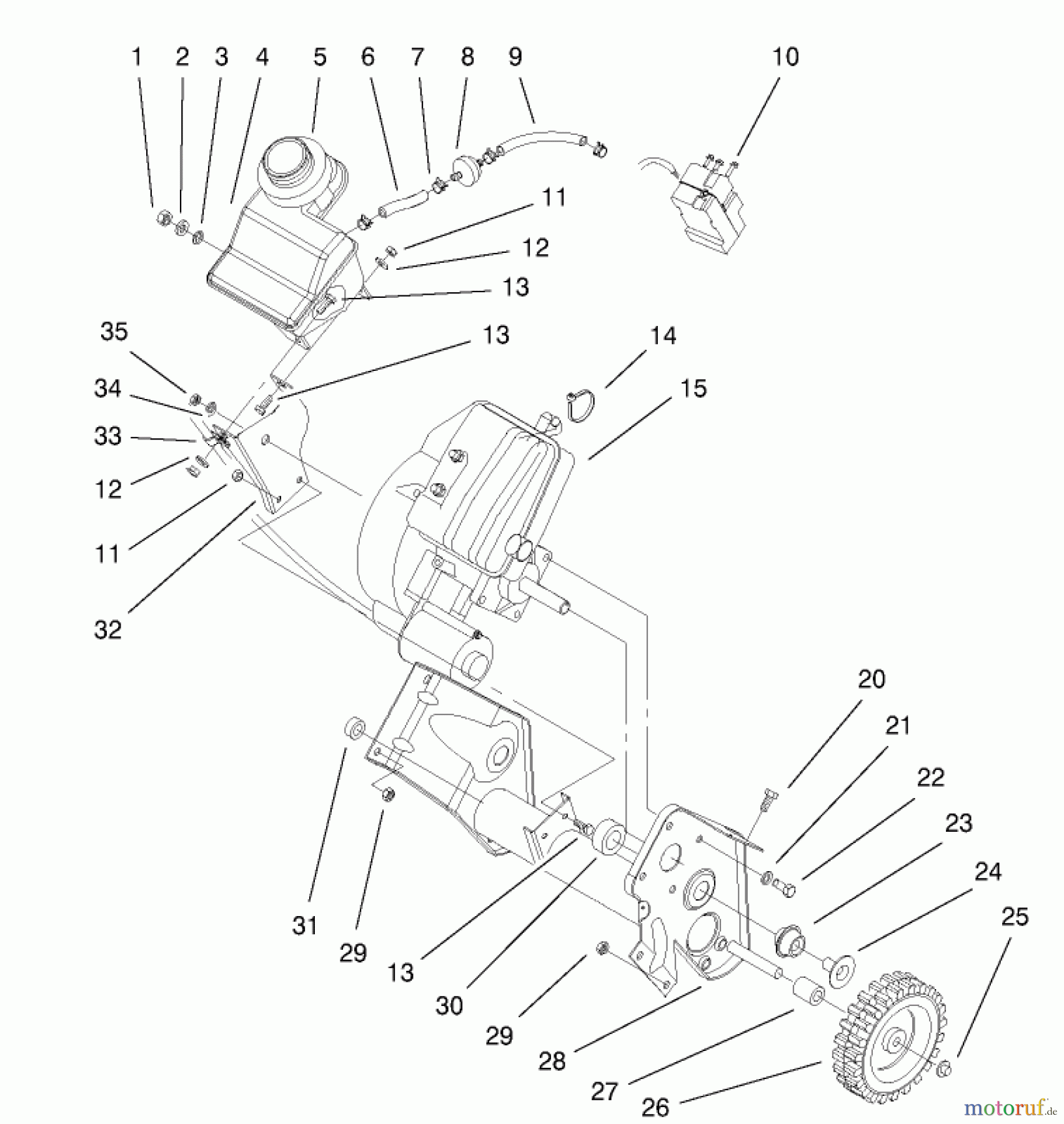  Toro Neu Snow Blowers/Snow Throwers Seite 1 38445 (3650) - Toro CCR 3650 Snowthrower, 2001 (210000001-210999999) ENGINE AND FRAME ASSEMBLY