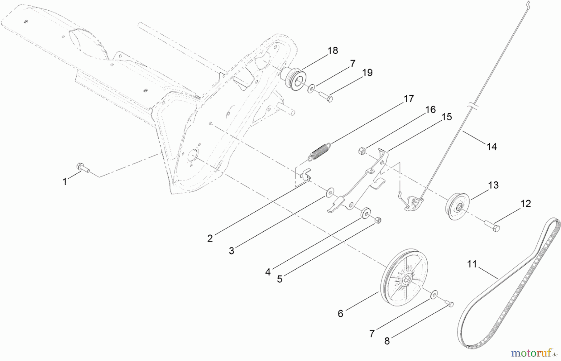  Toro Neu Snow Blowers/Snow Throwers Seite 1 38451 (621 R) - Toro Power Clear 621 R Snowthrower, 2013 (SN 313002000-313999999) CLUTCH CABLE ASSEMBLY
