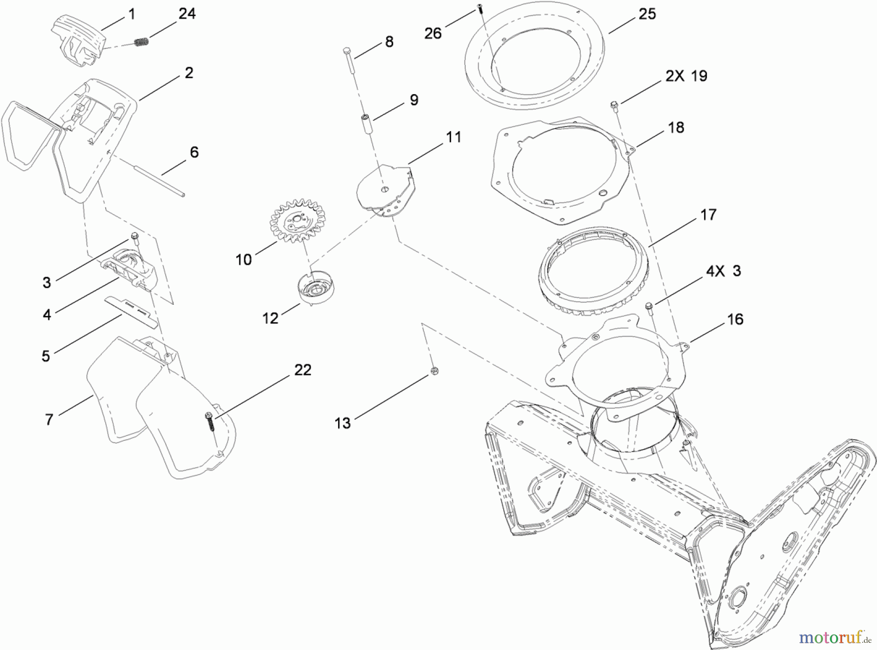 Toro Neu Snow Blowers/Snow Throwers Seite 1 38459 (621 QZE) - Toro Power Clear 621 QZE Snowthrower, 2013 (SN 313000001-313999999) CHUTE CONTROL ASSEMBLY