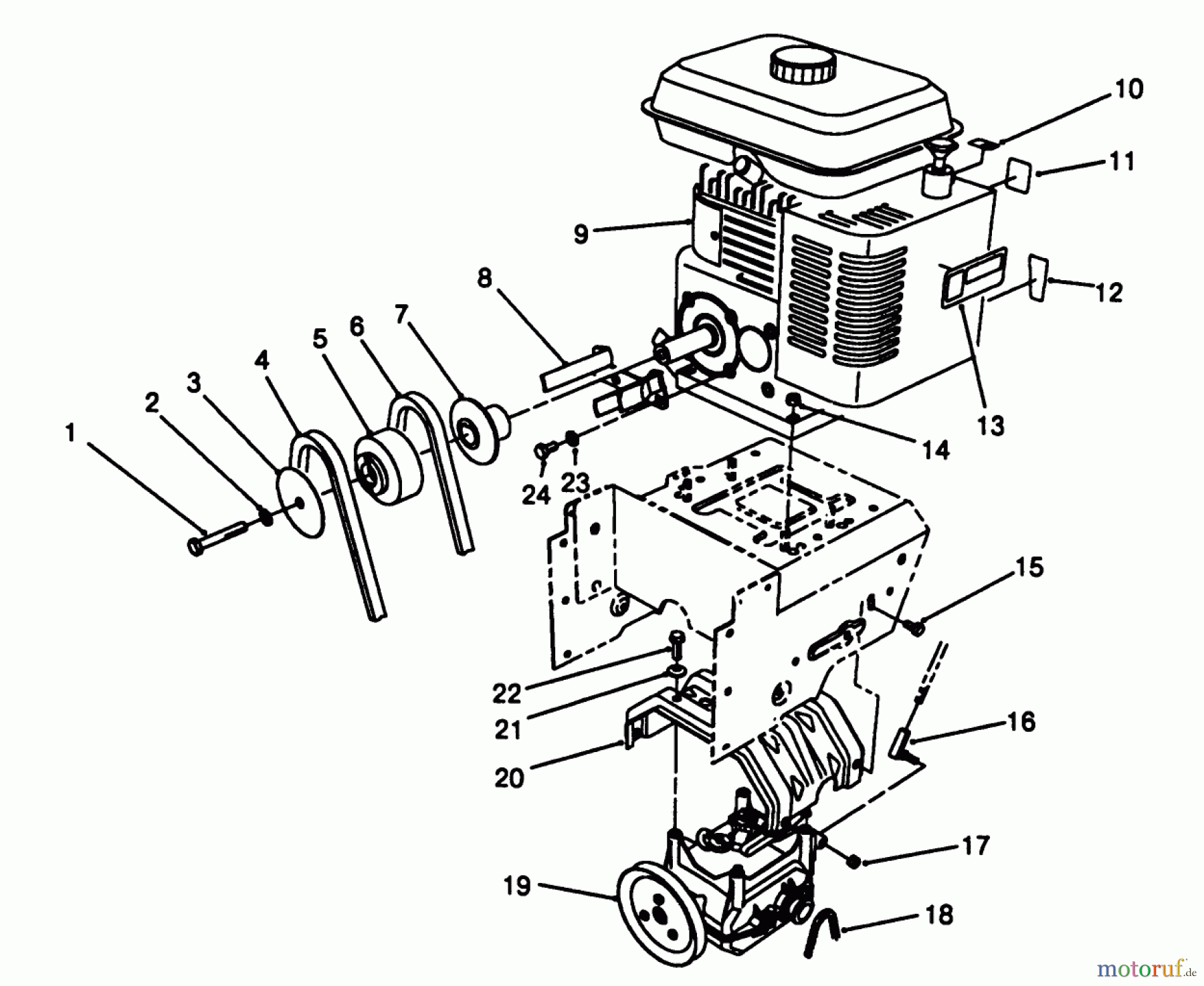  Toro Neu Snow Blowers/Snow Throwers Seite 1 38500 (624) - Toro 624 Power Shift Snowthrower, 1988 (8000001-8999999) ENGINE ASSEMBLY