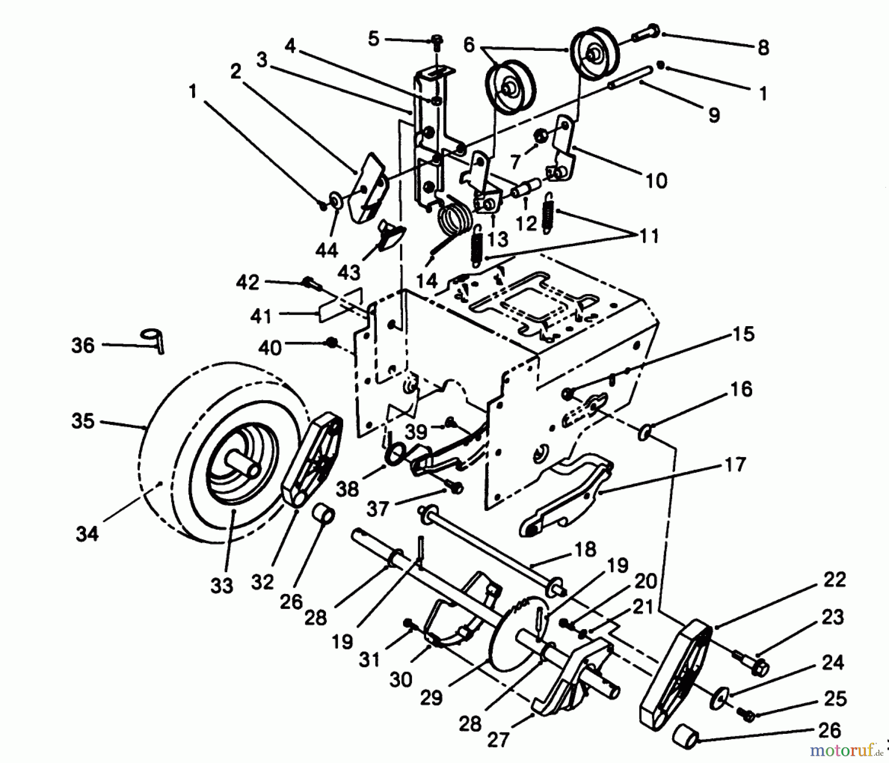  Toro Neu Snow Blowers/Snow Throwers Seite 1 38505 (624) - Toro 624 Power Shift Snowthrower, 1988 (8000001-8999999) TRACTION DRIVE ASSEMBLY