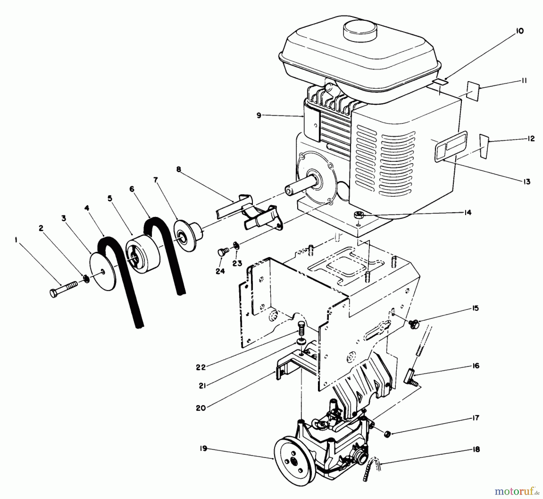  Toro Neu Snow Blowers/Snow Throwers Seite 1 38505 (624) - Toro 624 Power Shift Snowthrower, 1990 (0000001-0999999) ENGINE ASSEMBLY