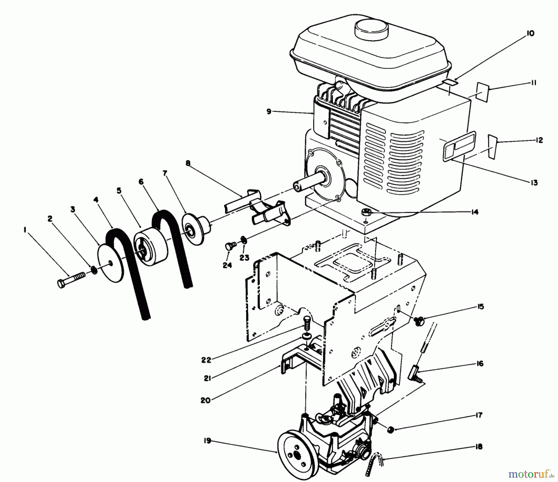  Toro Neu Snow Blowers/Snow Throwers Seite 1 38505 (624) - Toro 624 Power Shift Snowthrower, 1991 (1000001-1999999) ENGINE ASSEMBLY