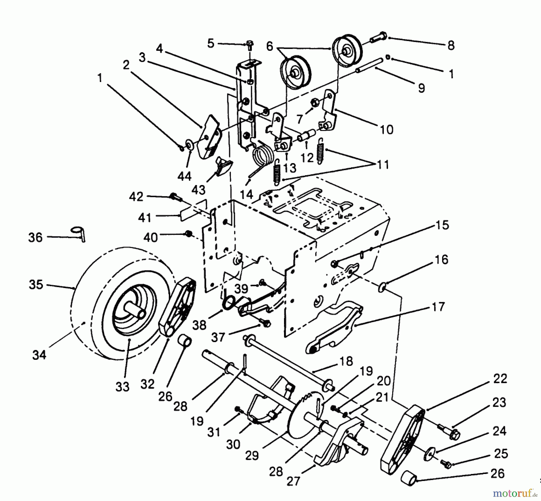  Toro Neu Snow Blowers/Snow Throwers Seite 1 38510 (624) - Toro 624 Power Shift Snowthrower, 1988 (8000001-8999999) TRACTION DRIVE ASSEMBLY