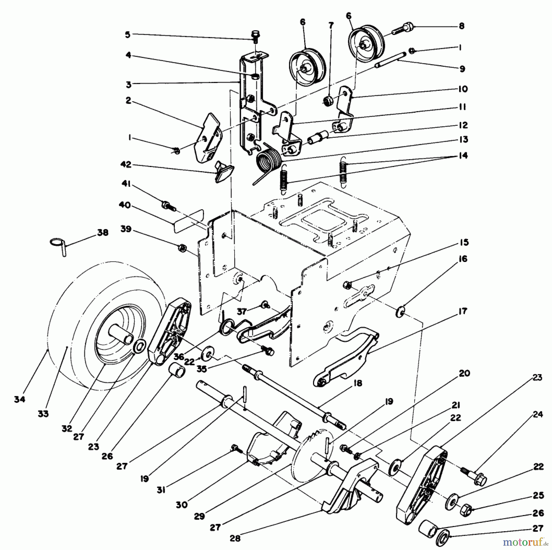  Toro Neu Snow Blowers/Snow Throwers Seite 1 38510 (624) - Toro 624 Power Shift Snowthrower, 1991 (1000001-1999999) TRACTION DRIVE ASSEMBLY