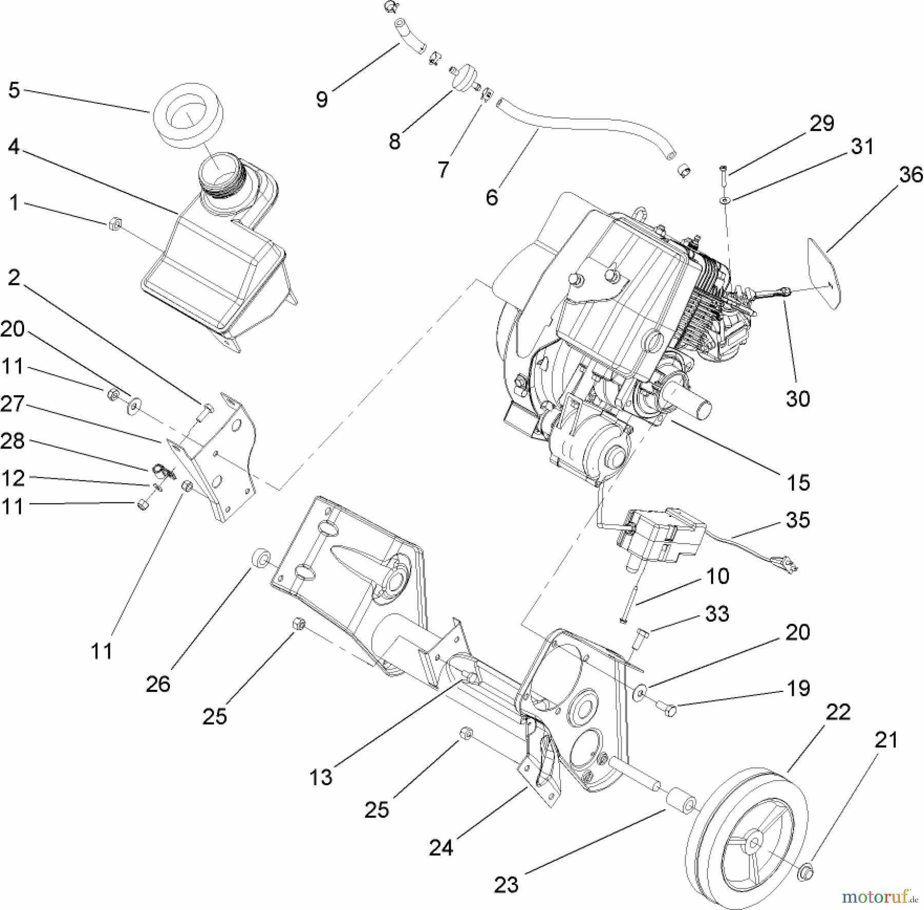  Toro Neu Snow Blowers/Snow Throwers Seite 1 38516 (2450) - Toro CCR 2450 GTS Snowthrower, 2006 (260010001-260999999) ENGINE AND FRAME ASSEMBLY