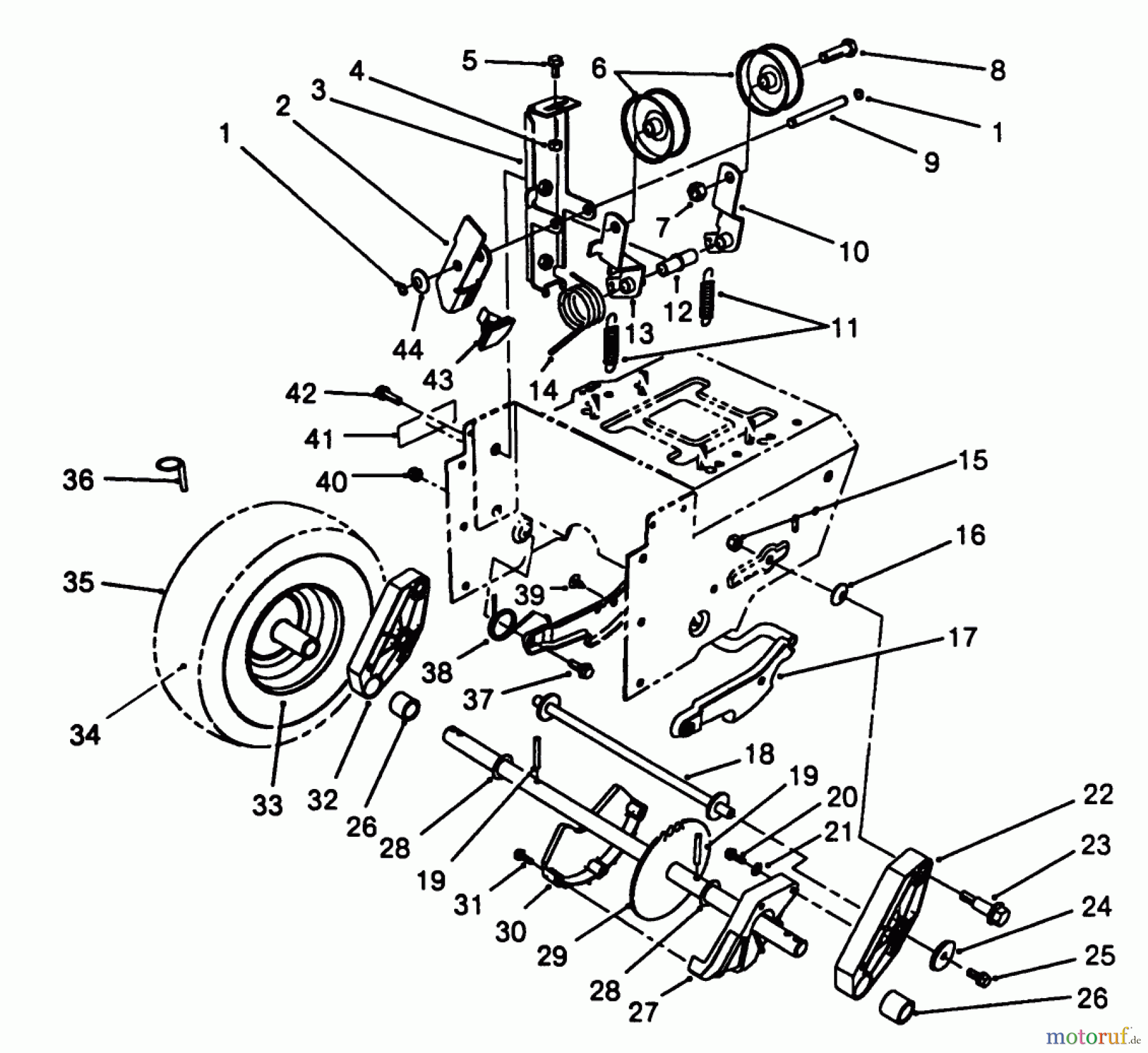  Toro Neu Snow Blowers/Snow Throwers Seite 1 38520 (724) - Toro 724 Power Shift Snowthrower, 1988 (8000001-8999999) TRACTION DRIVE ASSEMBLY