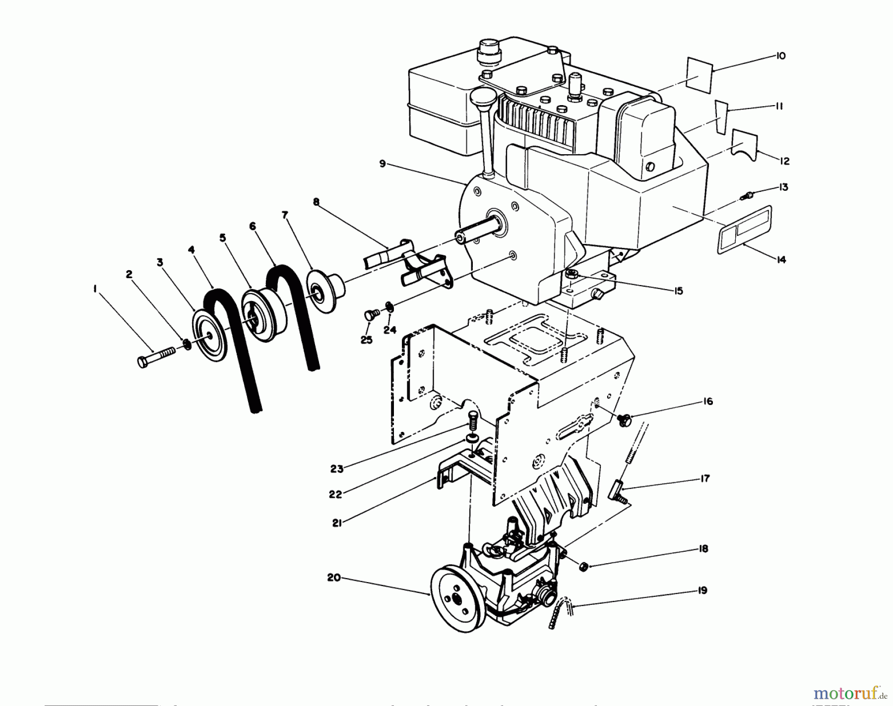  Toro Neu Snow Blowers/Snow Throwers Seite 1 38540 (824) - Toro 824 Power Shift Snowthrower, 1990 (0000001-0999999) ENGINE ASSEMBLY