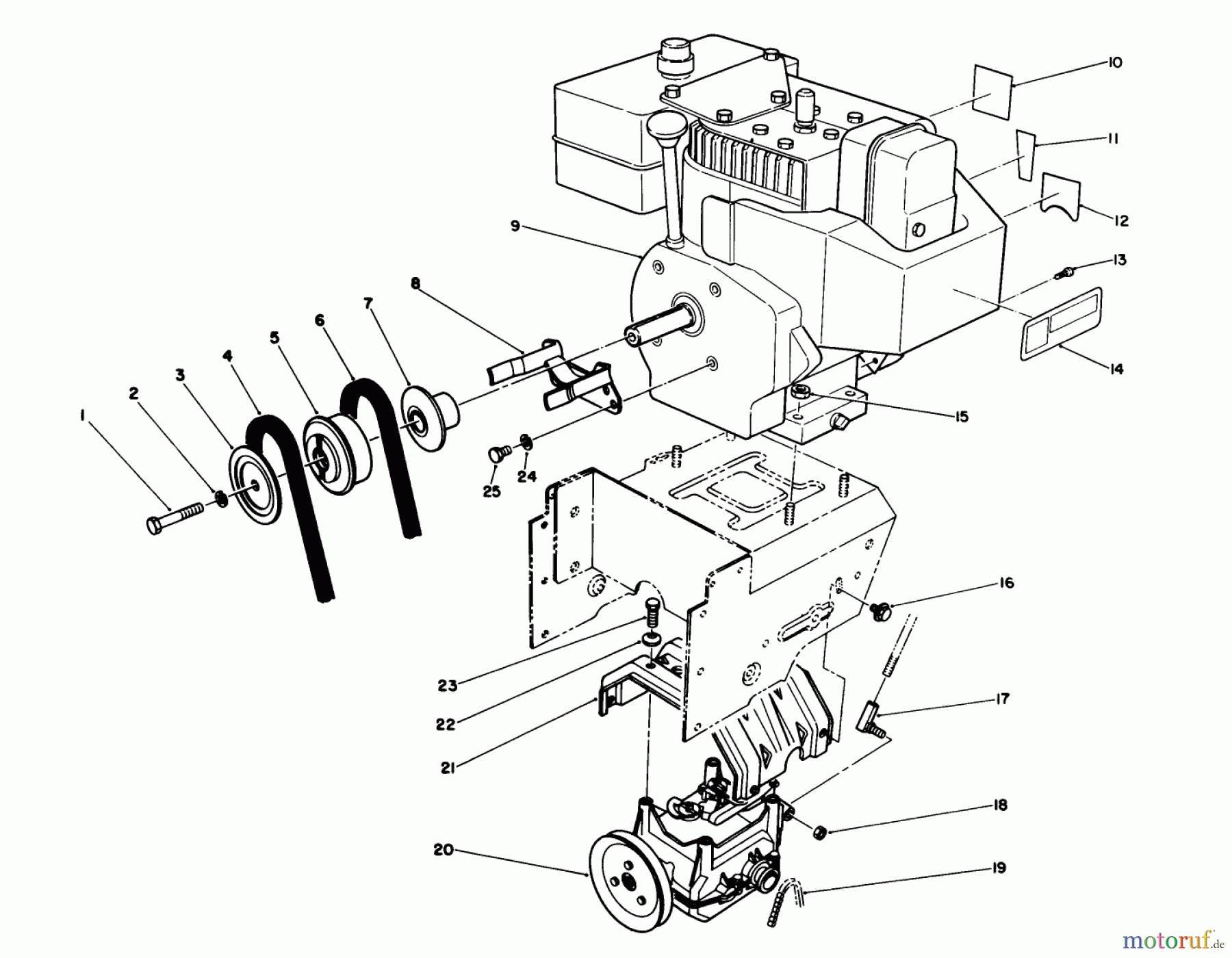  Toro Neu Snow Blowers/Snow Throwers Seite 1 38543 (824) - Toro 824 Power Shift Snowthrower, 1992 (2000001-2999999) ENGINE ASSEMBLY