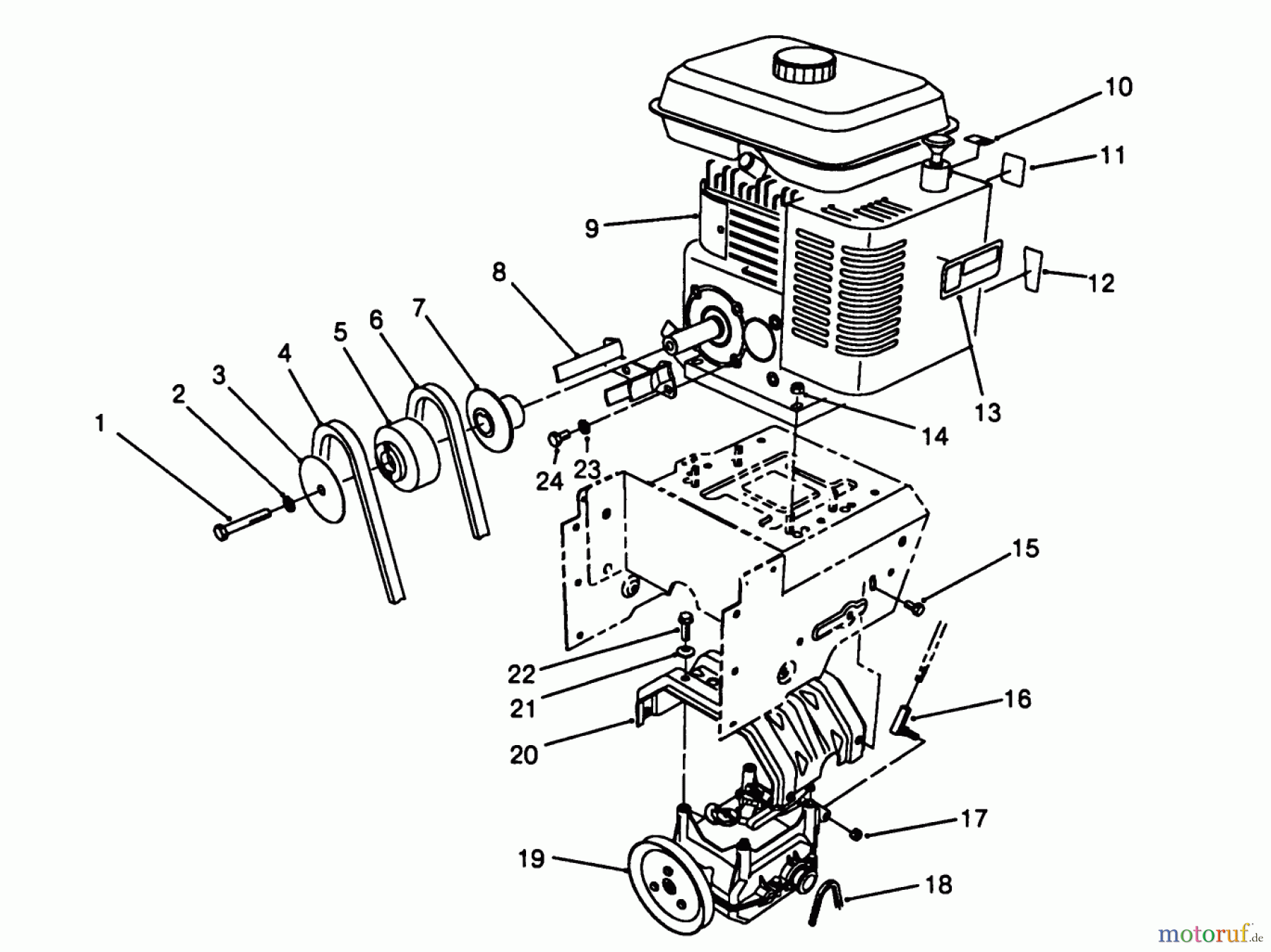  Toro Neu Snow Blowers/Snow Throwers Seite 1 38545 (828) - Toro 828 Power Shift Snowthrower, 1988 (8000001-8999999) ENGINE ASSEMBLY