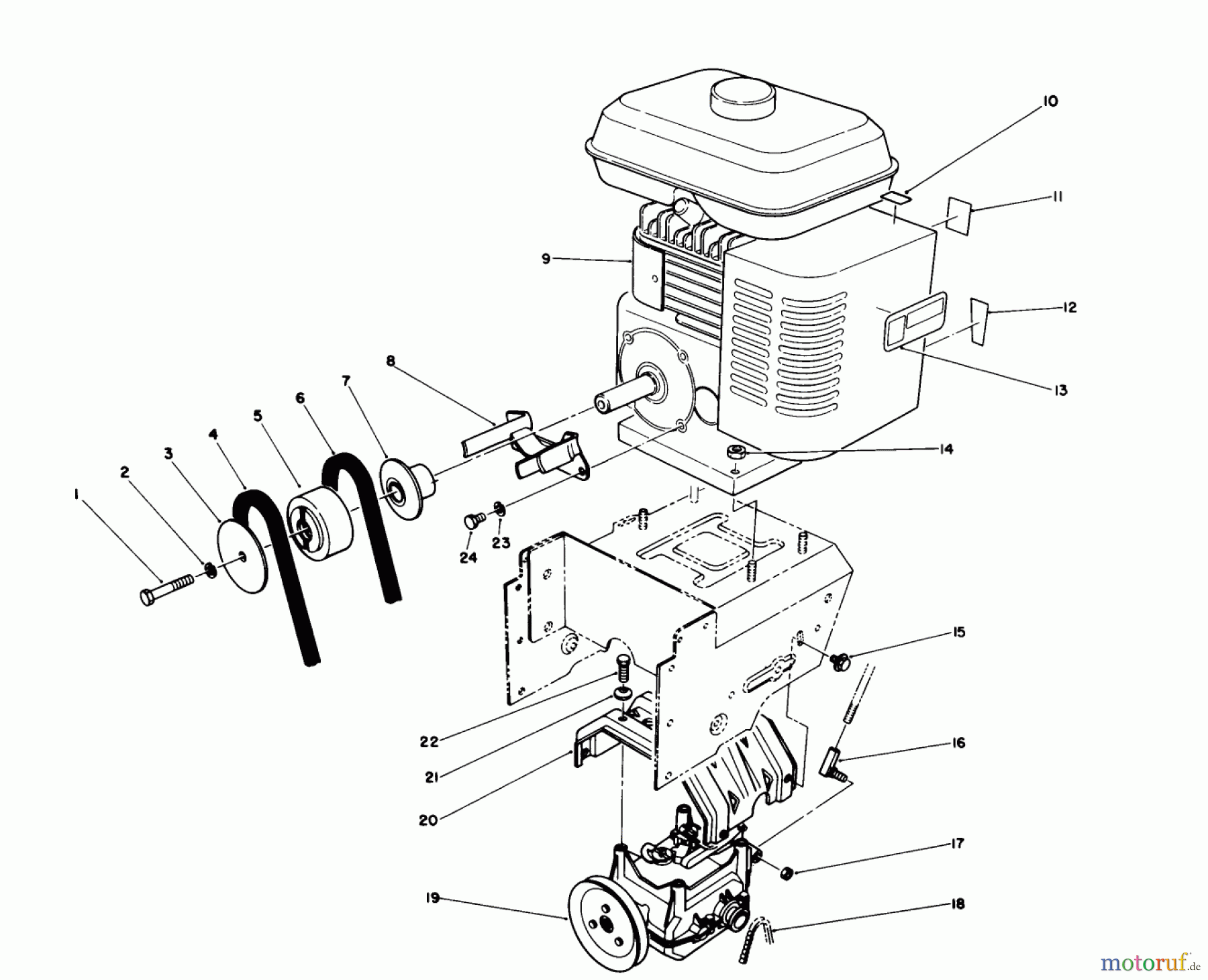 Toro Neu Snow Blowers/Snow Throwers Seite 1 38545 (828) - Toro 828 Power Shift Snowthrower, 1989 (9000001-9999999) ENGINE ASSEMBLY