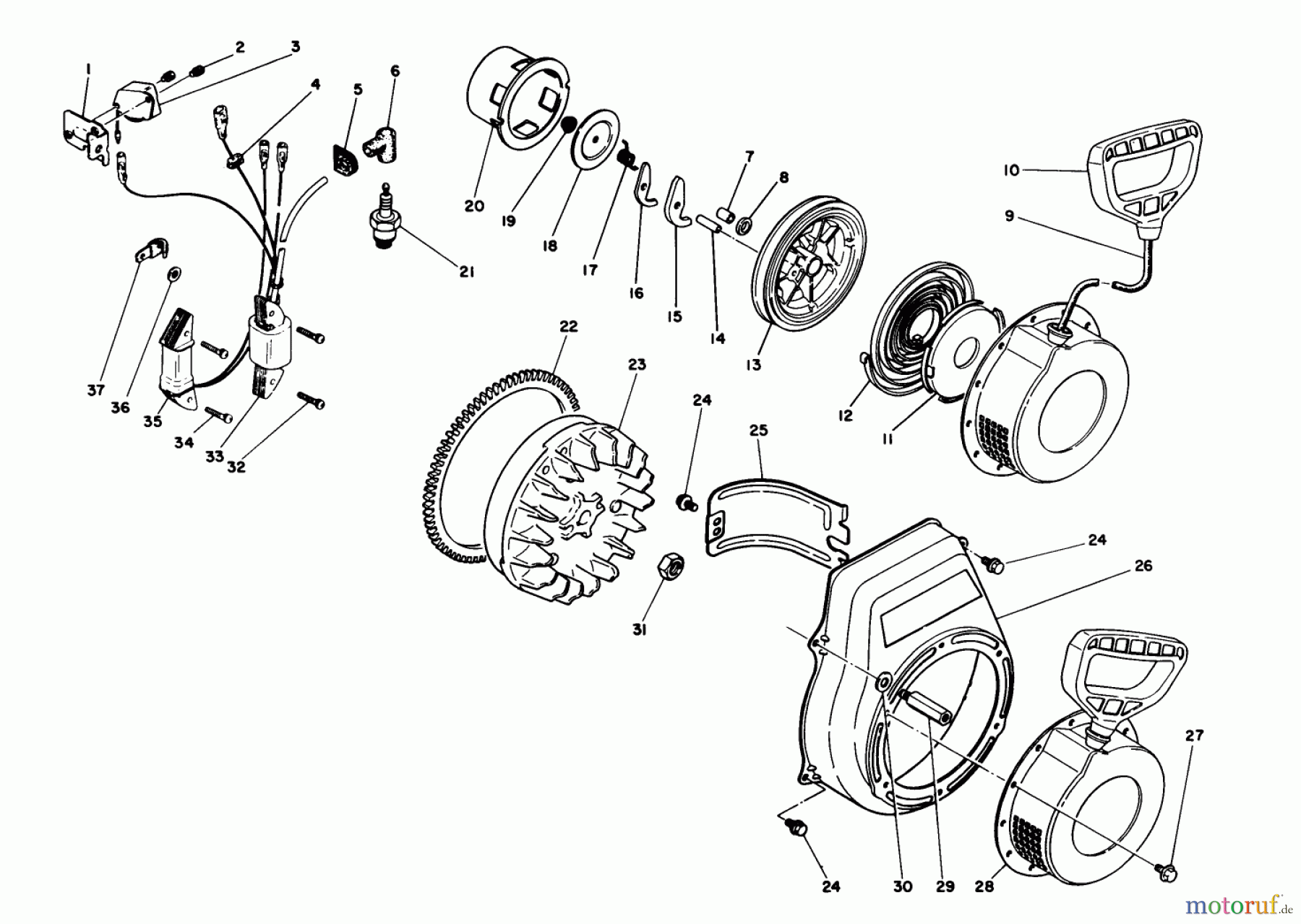  Toro Neu Snow Blowers/Snow Throwers Seite 1 38545 (828) - Toro 828 Power Shift Snowthrower, 1989 (9000001-9999999) ENGINE NO. 68-8290 IGNITION ASSEMBLY (SERIAL NO. 9000331 & UP)