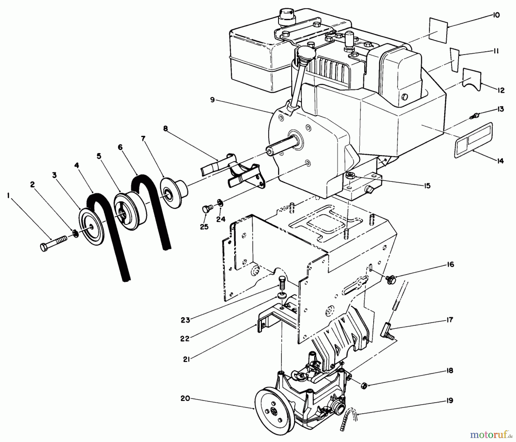  Toro Neu Snow Blowers/Snow Throwers Seite 1 38555 (1028) - Toro 1028 Power Shift Snowthrower, 1993 (3900001-3999999) ENGINE ASSEMBLY