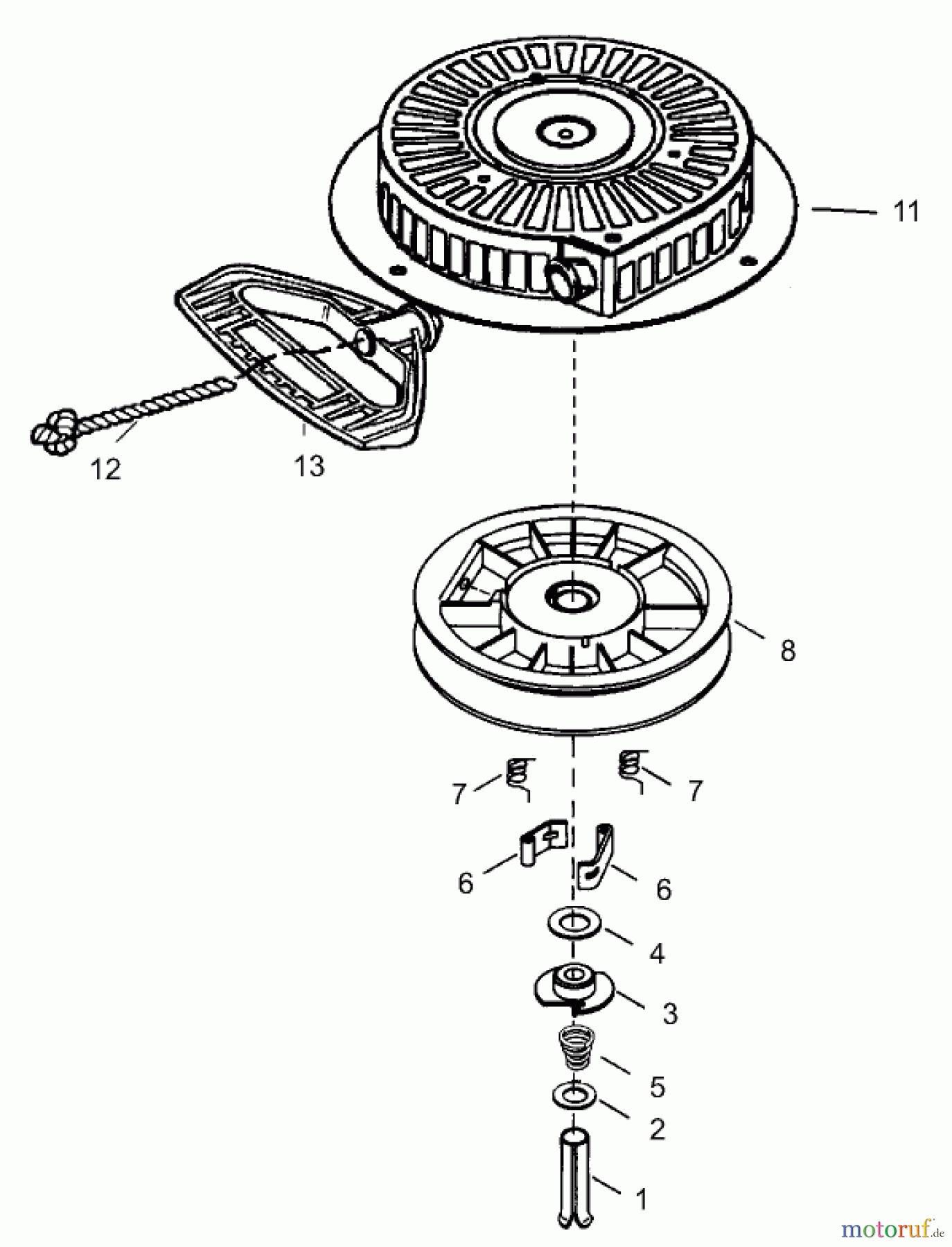  Toro Neu Snow Blowers/Snow Throwers Seite 1 38560 (1028) - Toro 1028 Power Shift Snowthrower, 2004 (240000001-240999999) RECOIL STARTER PART NO. 590749