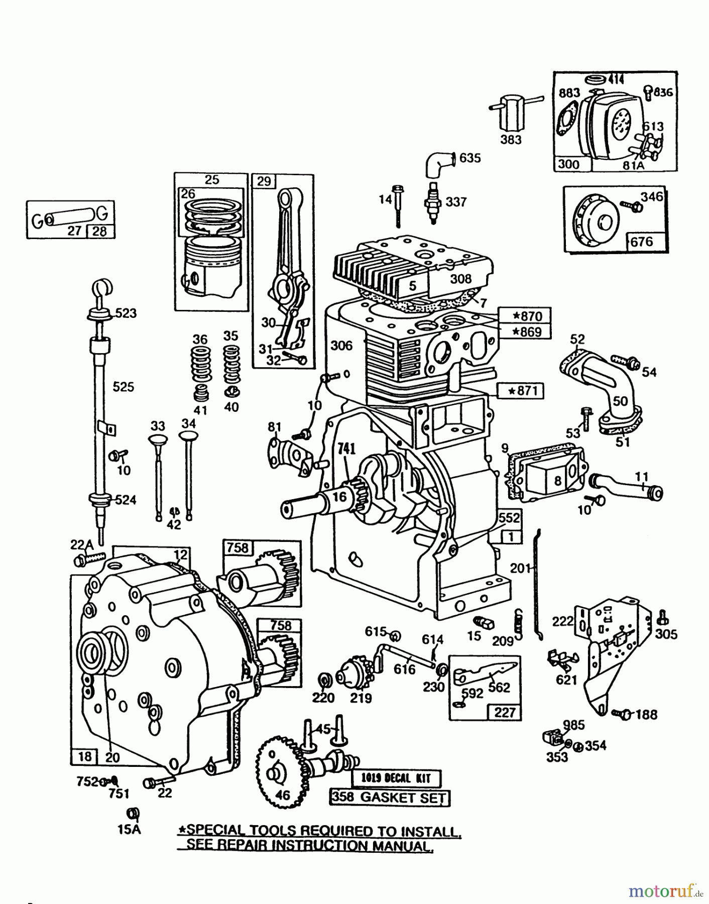  Toro Neu Snow Blowers/Snow Throwers Seite 1 38580 (1132) - Toro 1132 Power Shift Snowthrower, 1988 (8000001-8999999) ENGINE BRIGGS & STRATTON MODEL NO. 252416 TYPE 0755-01 (MODEL 38580) #1