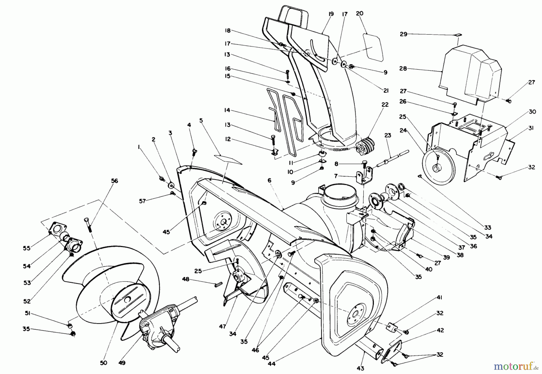  Toro Neu Snow Blowers/Snow Throwers Seite 1 38580 (1132) - Toro 1132 Power Shift Snowthrower, 1988 (8000001-8999999) HOUSING & CHUTE ASSEMBLY
