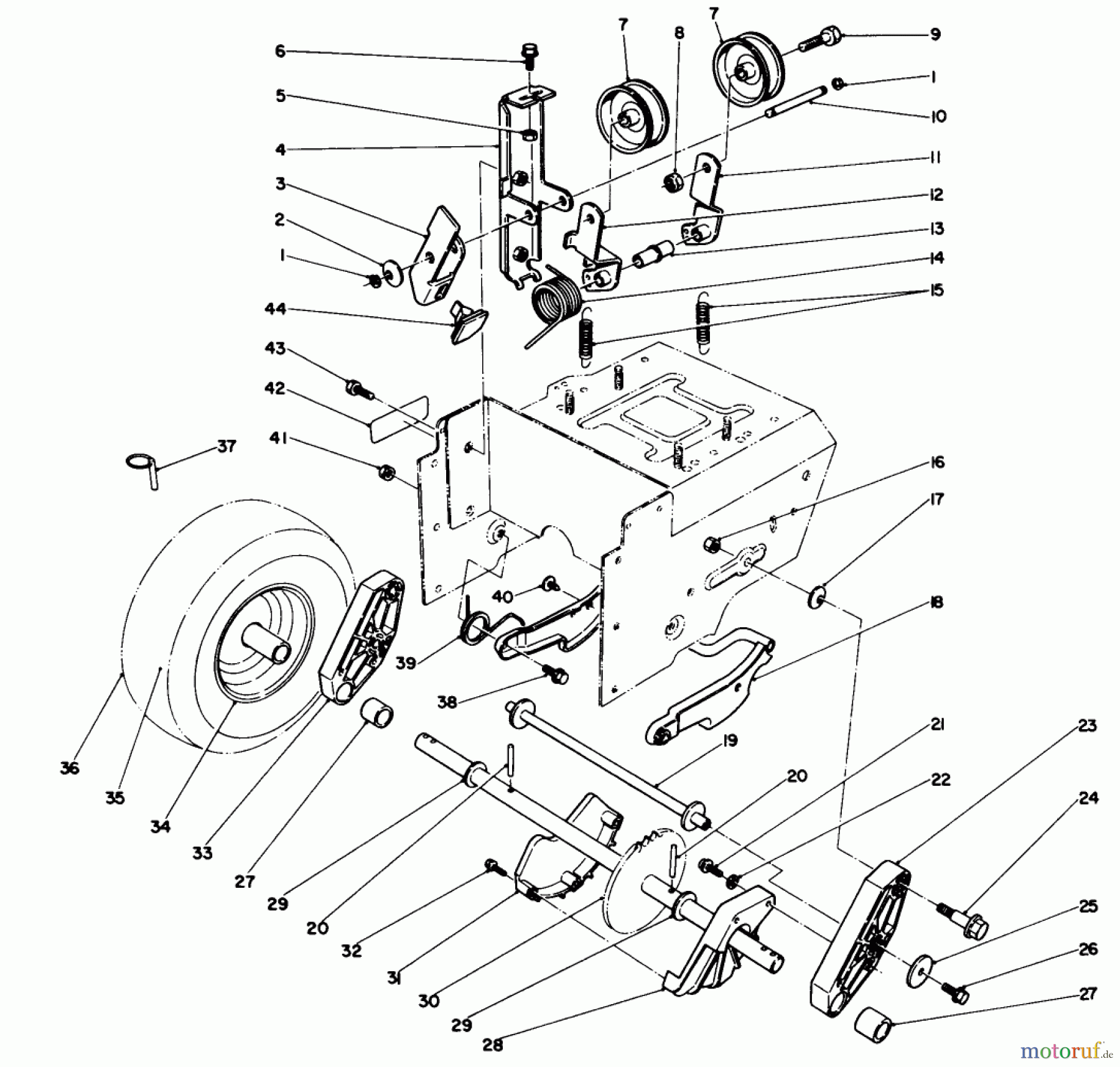  Toro Neu Snow Blowers/Snow Throwers Seite 1 38580 (1132) - Toro 1132 Power Shift Snowthrower, 1988 (8000001-8999999) TRACTION DRIVE ASSEMBLY