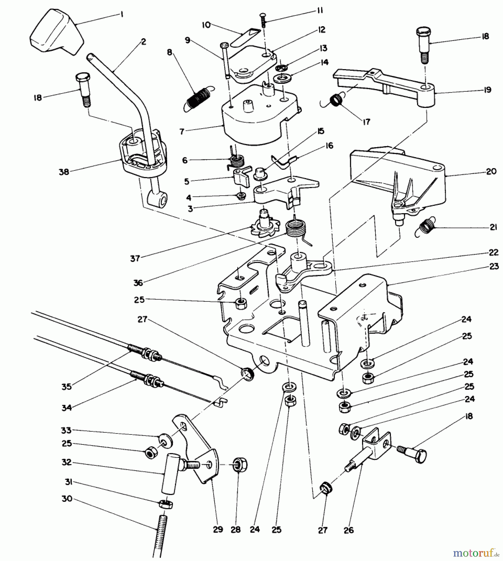  Toro Neu Snow Blowers/Snow Throwers Seite 1 38580 (1132) - Toro 1132 Power Shift Snowthrower, 1988 (8000001-8999999) TRACTION LINKAGE ASSEMBLY