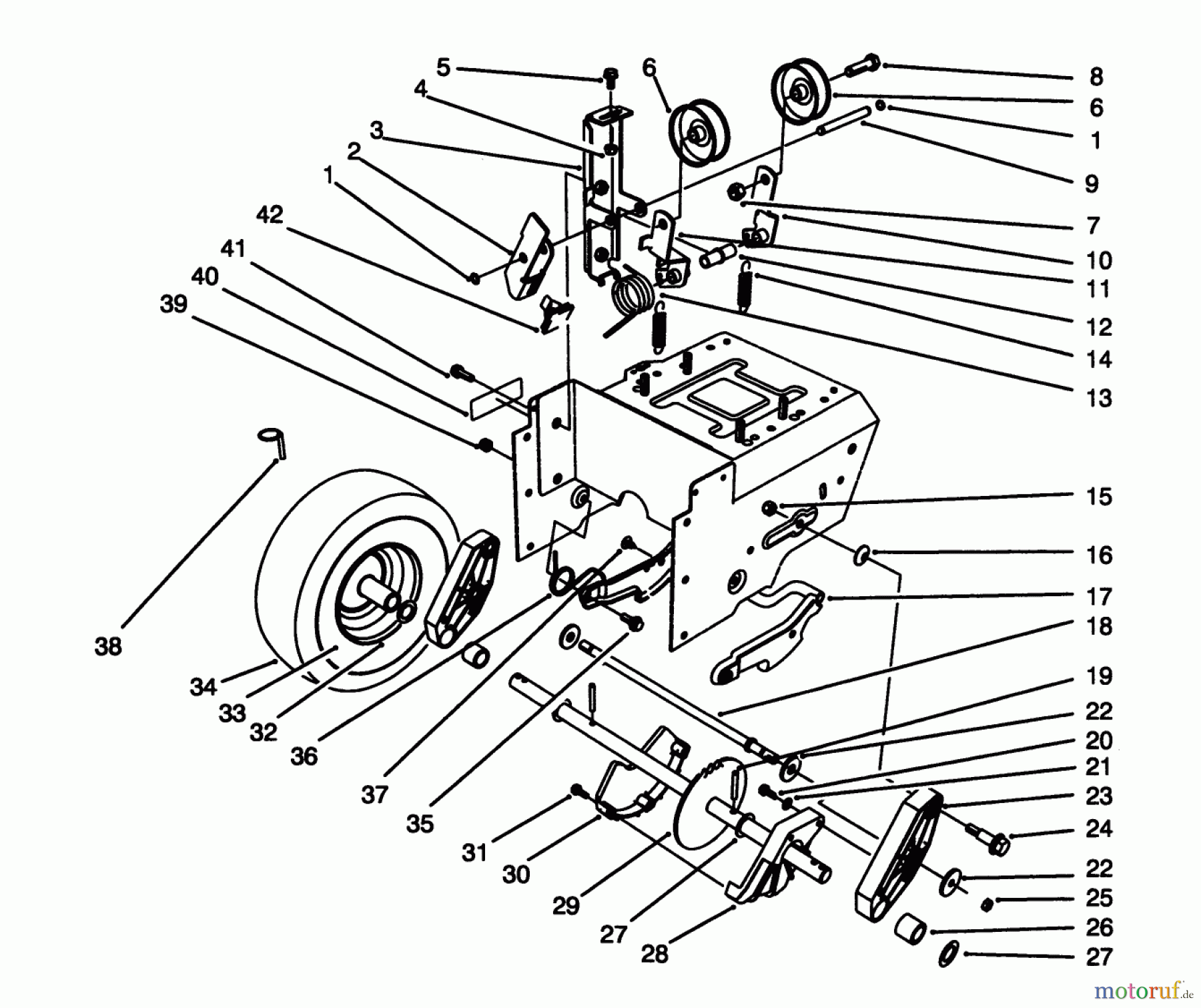  Toro Neu Snow Blowers/Snow Throwers Seite 1 38566 (1132) - Toro 1132 Power Shift Snowthrower, 1995 (59000001-59999999) TRACTION DRIVE ASSEMBLY