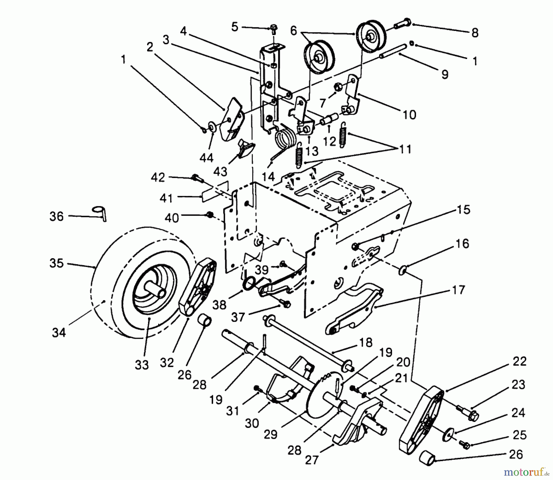  Toro Neu Snow Blowers/Snow Throwers Seite 1 38570 (828) - Toro 828 Power Shift Snowthrower, 1988 (8000001-8999999) TRACTION DRIVE ASSEMBLY