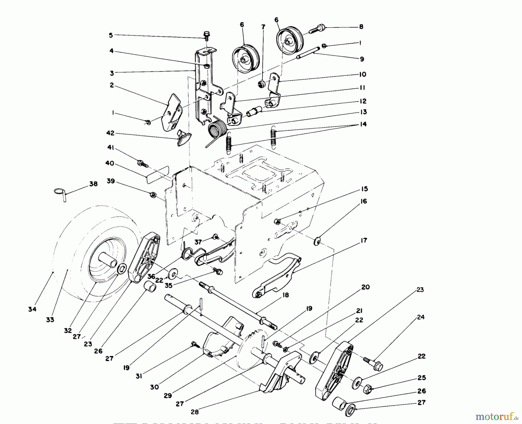  Toro Neu Snow Blowers/Snow Throwers Seite 1 38570 (828) - Toro 828 Power Shift Snowthrower, 1990 (0000001-0999999) TRACTION DRIVE ASSEMBLY