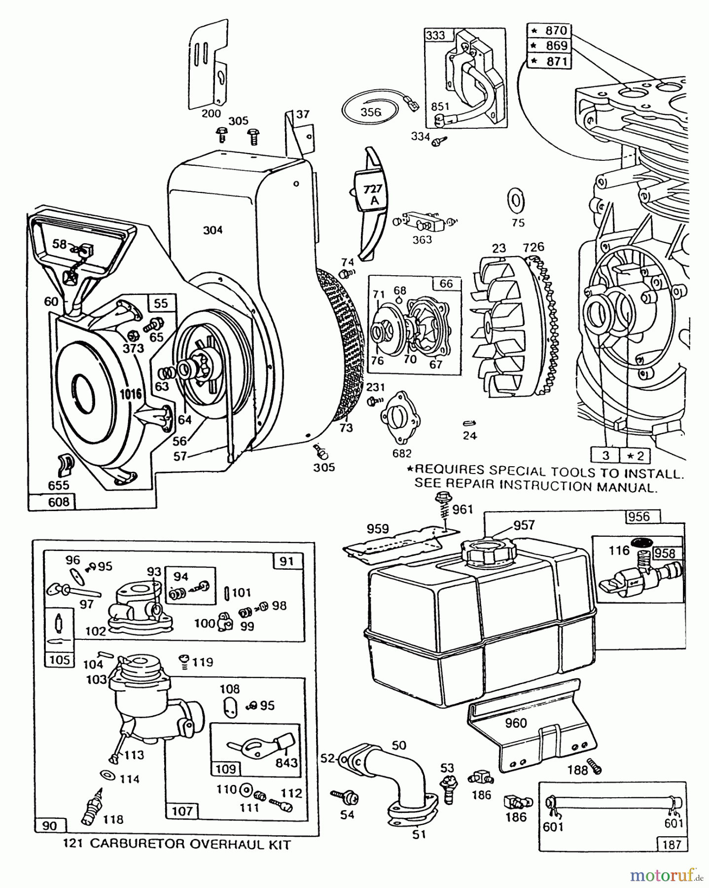  Toro Neu Snow Blowers/Snow Throwers Seite 1 38570 (828) - Toro 828 Power Shift Snowthrower, 1991 (1000001-1999999) ENGINE BRIGGS & STRATTON MODEL 190406 TYPE 3104-01 #2