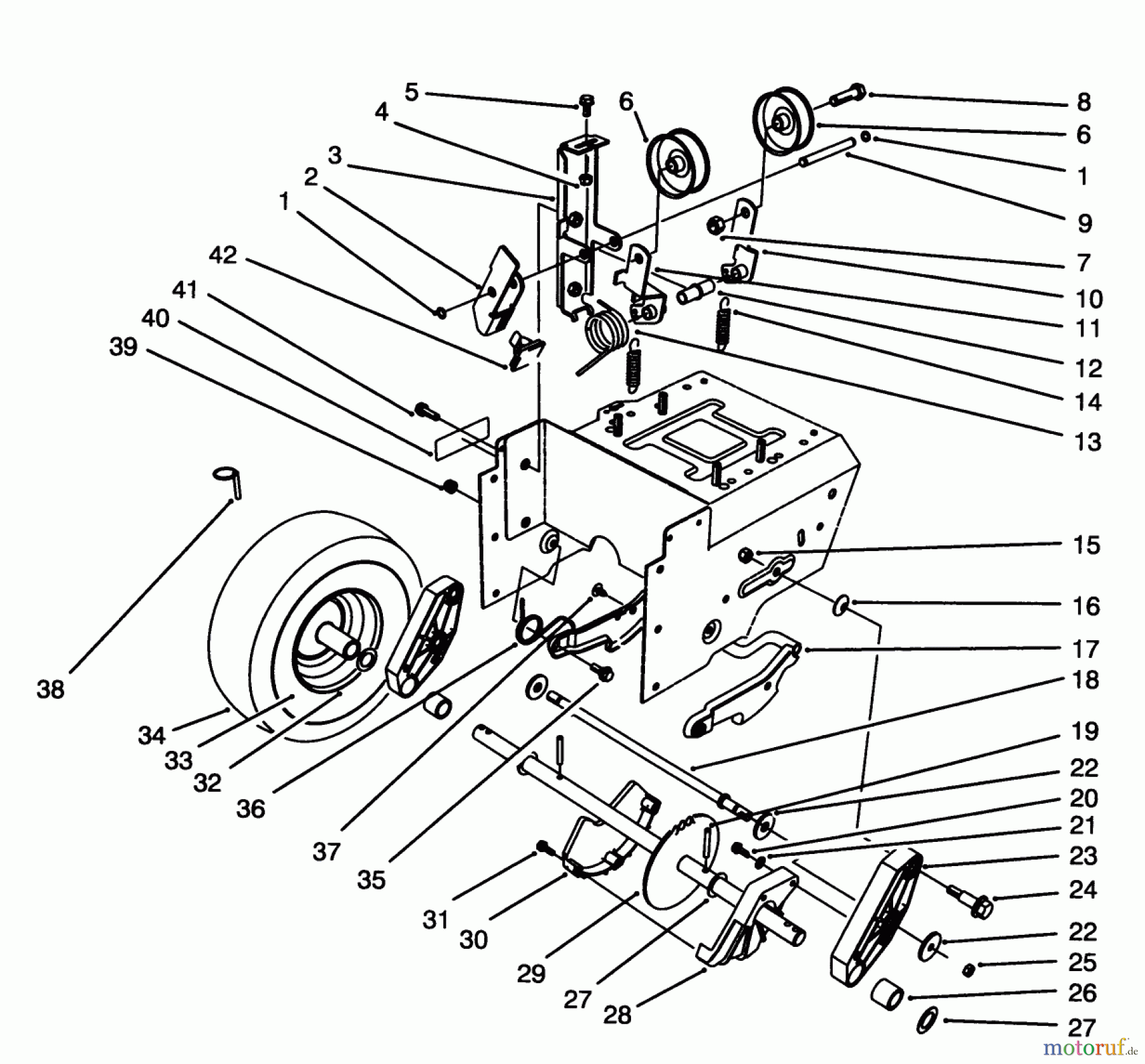  Toro Neu Snow Blowers/Snow Throwers Seite 1 38570 (828) - Toro 828 Power Shift Snowthrower, 1995 (5900001-5999999) TRACTION DRIVE ASSEMBLY