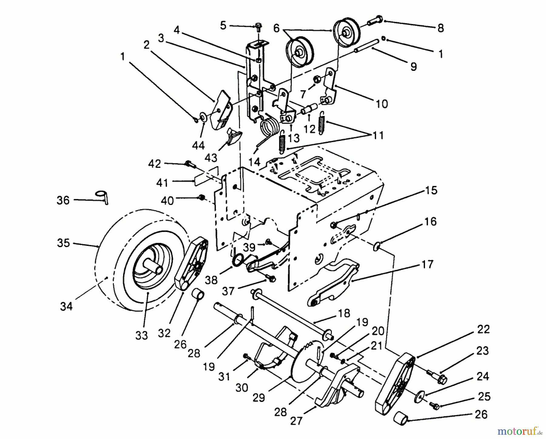  Toro Neu Snow Blowers/Snow Throwers Seite 1 38573 (828) - Toro 828 Power Shift Snowthrower, 1988 (8000001-8999999) TRACTION DRIVE ASSEMBLY