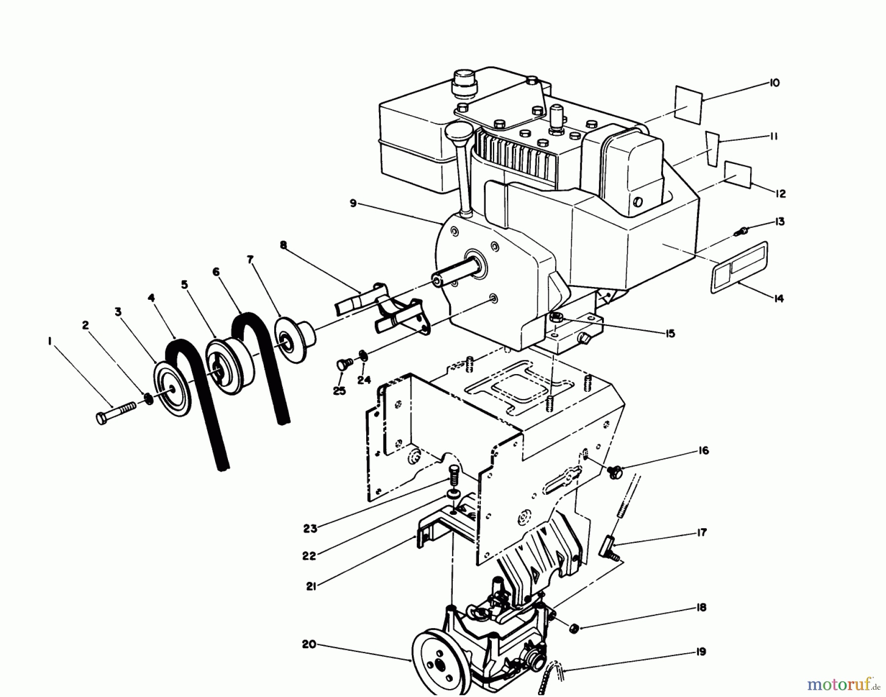  Toro Neu Snow Blowers/Snow Throwers Seite 1 38573 (828) - Toro 828 Power Shift Snowthrower, 1989 (9000001-9999999) ENGINE ASSEMBLY