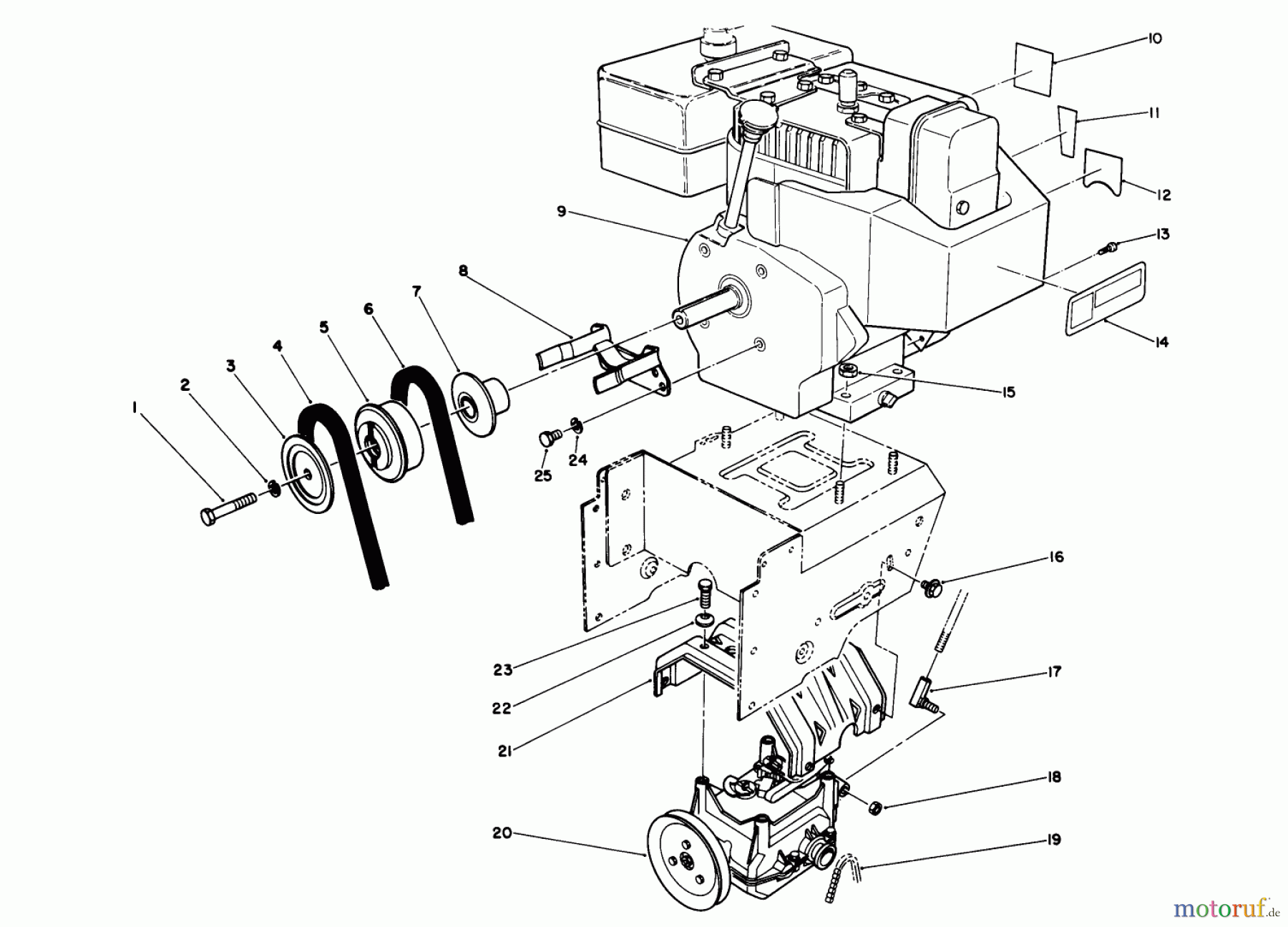  Toro Neu Snow Blowers/Snow Throwers Seite 1 38574 (828) - Toro 828 Power Shift Snowthrower, 1992 (2000001-2999999) ENGINE ASSEMBLY