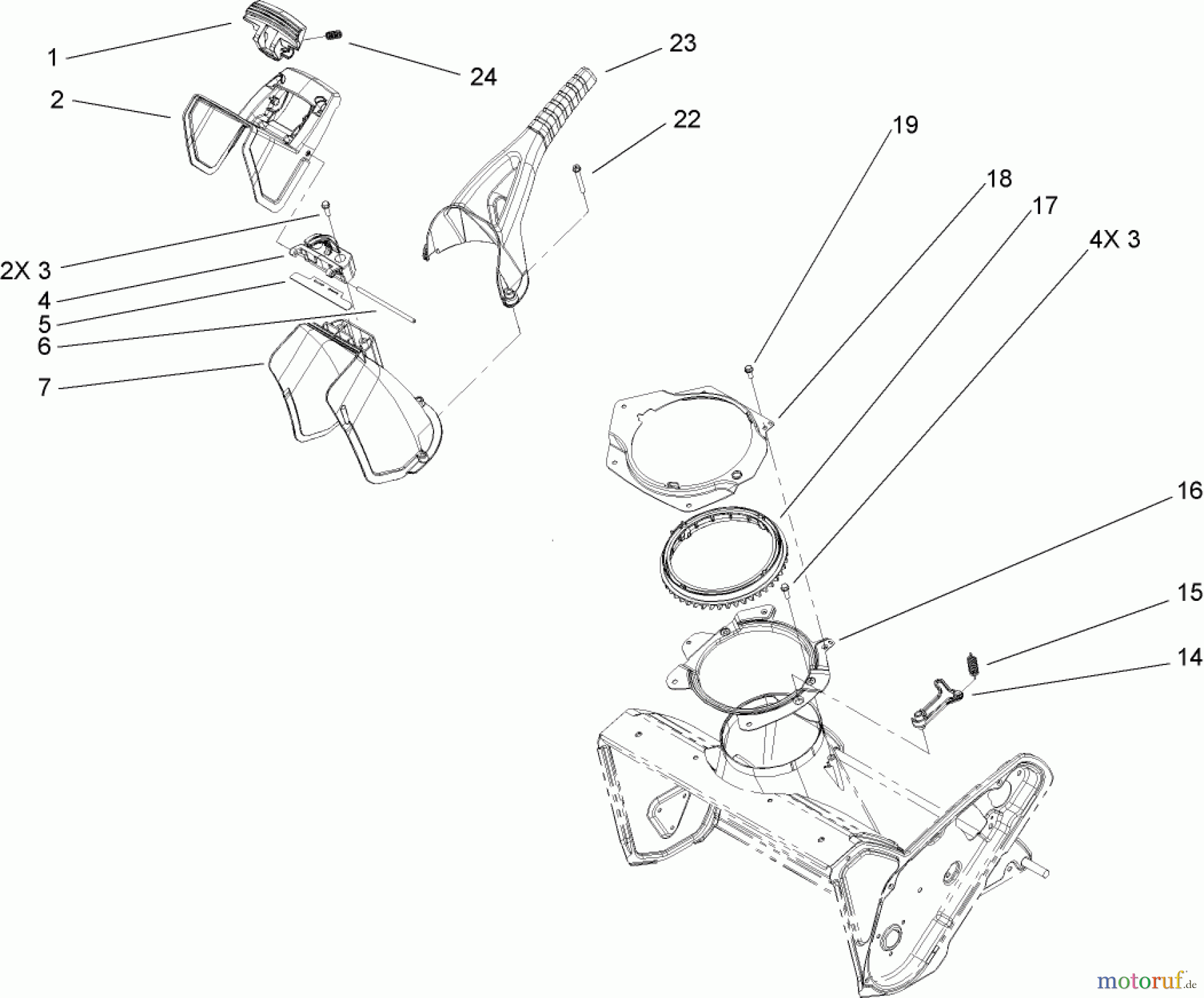  Toro Neu Snow Blowers/Snow Throwers Seite 1 38575 (6053) - Toro CCR 6053 Quick Clear Snowthrower, 2010 (310000001-310999999) CHUTE ASSEMBLY