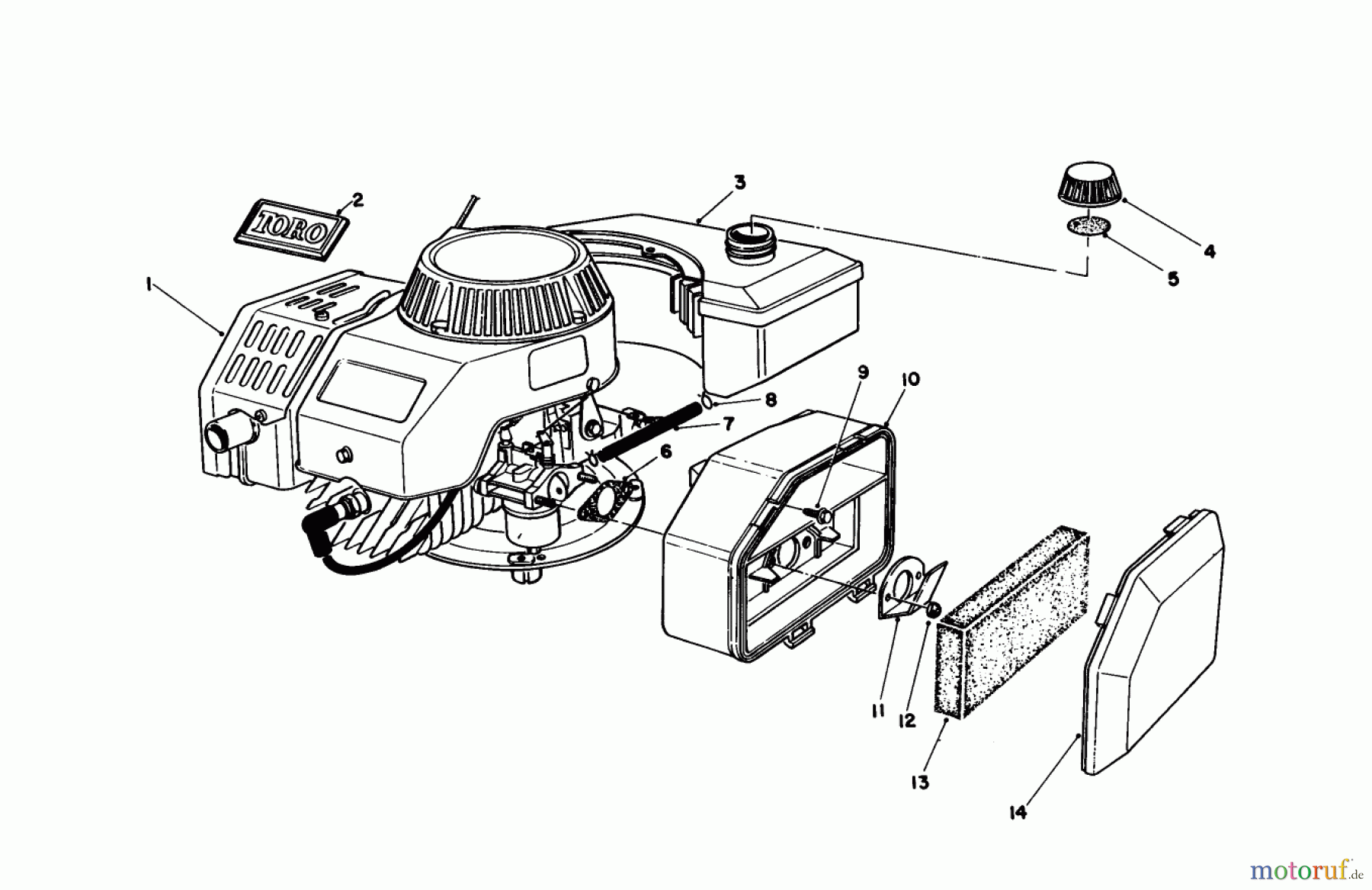 Toro Neu Engines 59255 - Toro Replacement Engine, 2-Cycle (Zone Start), 1984 (4000001-4999999) ENGINE ASSEMBLY