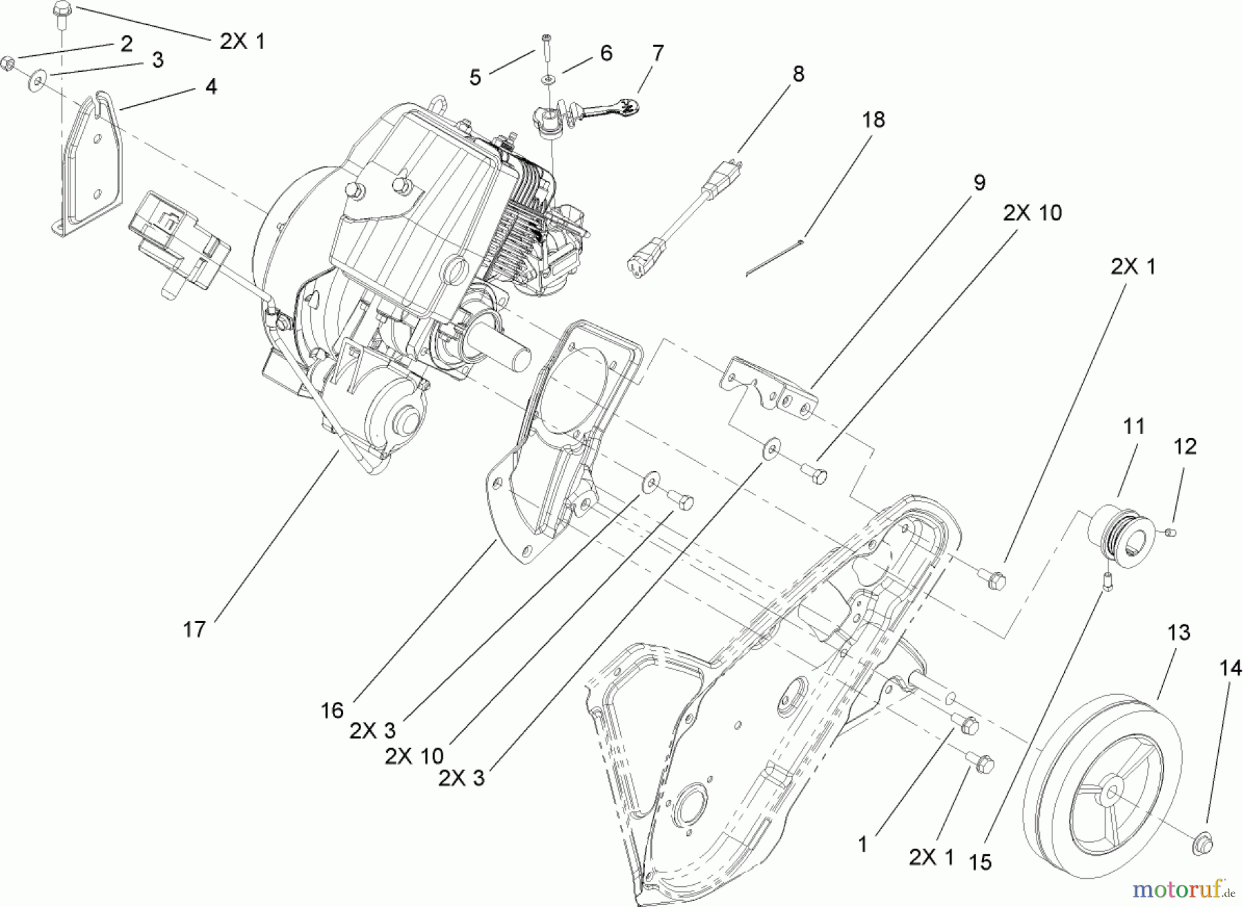  Toro Neu Snow Blowers/Snow Throwers Seite 1 38582 - Toro Power Clear Snowthrower, 2008 (280000001-280999999) ENGINE, FRAME AND WHEEL ASSEMBLY