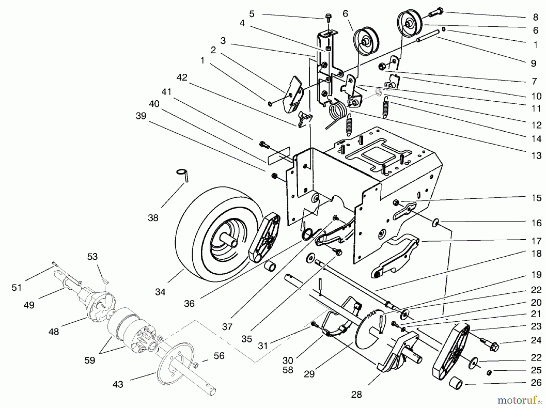  Toro Neu Snow Blowers/Snow Throwers Seite 1 38591 (1232) - Toro 1232 Power Shift Snowthrower, 1997 (7900001-7999999) TRACTION DRIVE ASSEMBLY