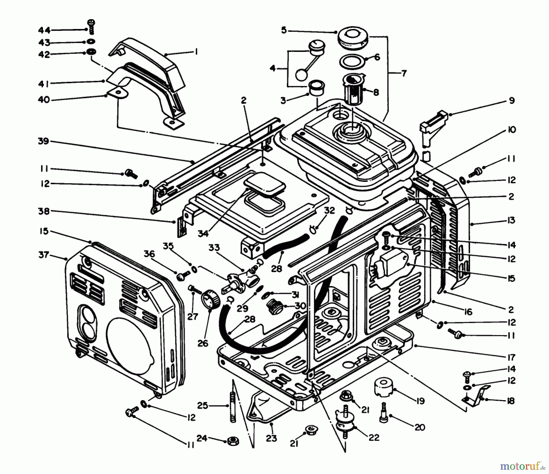  Toro Neu Generators 62005 (T500) - Toro Generator, T500, 1983 (3000001-3999999) FUEL TANK & COVER ASSEMBLY