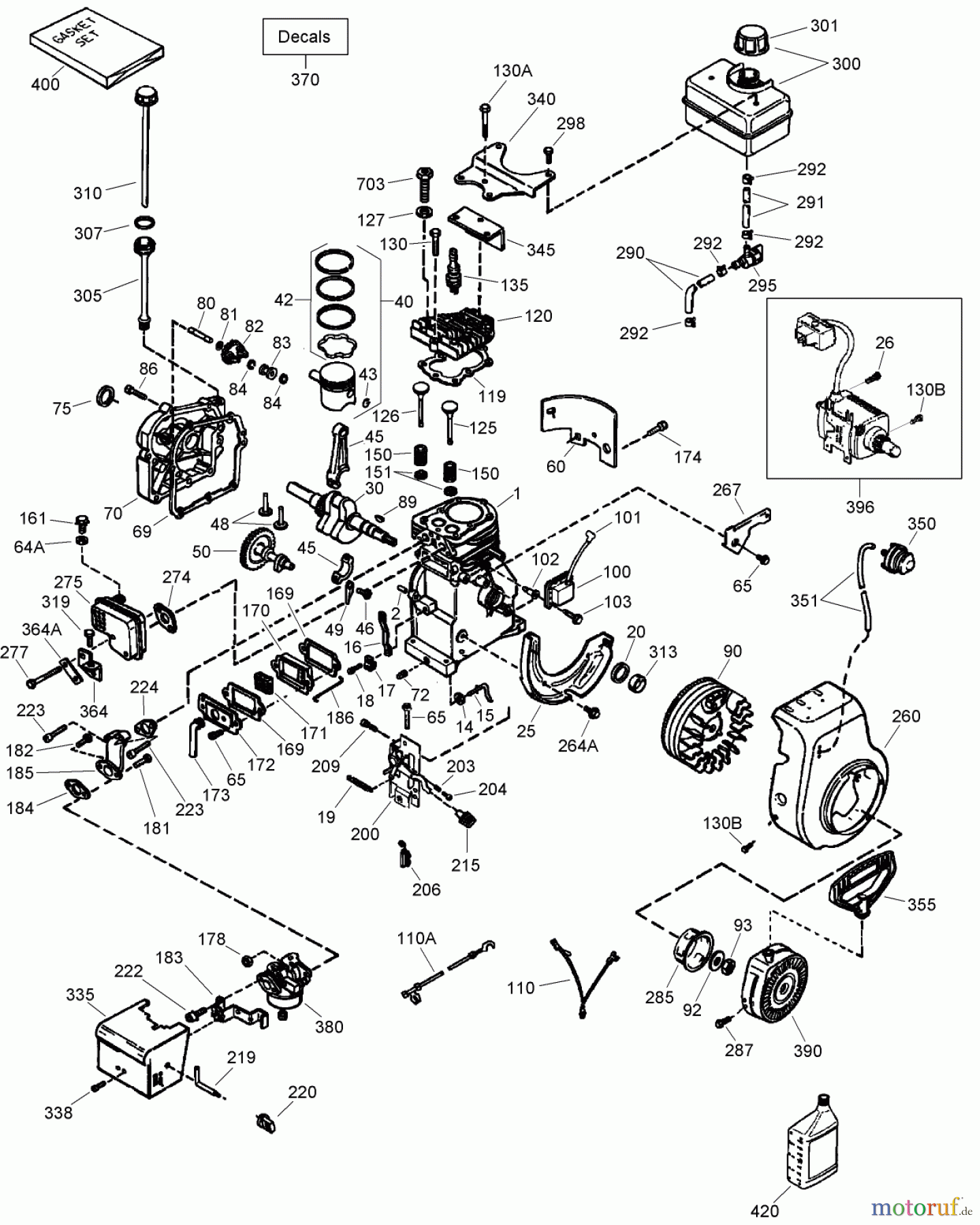  Toro Neu Snow Blowers/Snow Throwers Seite 2 38605 (522) - Toro 522 Power Throw Snowthrower, 2007 (270004505-270999999) ENGINE ASSEMBLY NO. 1 TECUMSEH LH195SA - 67435V