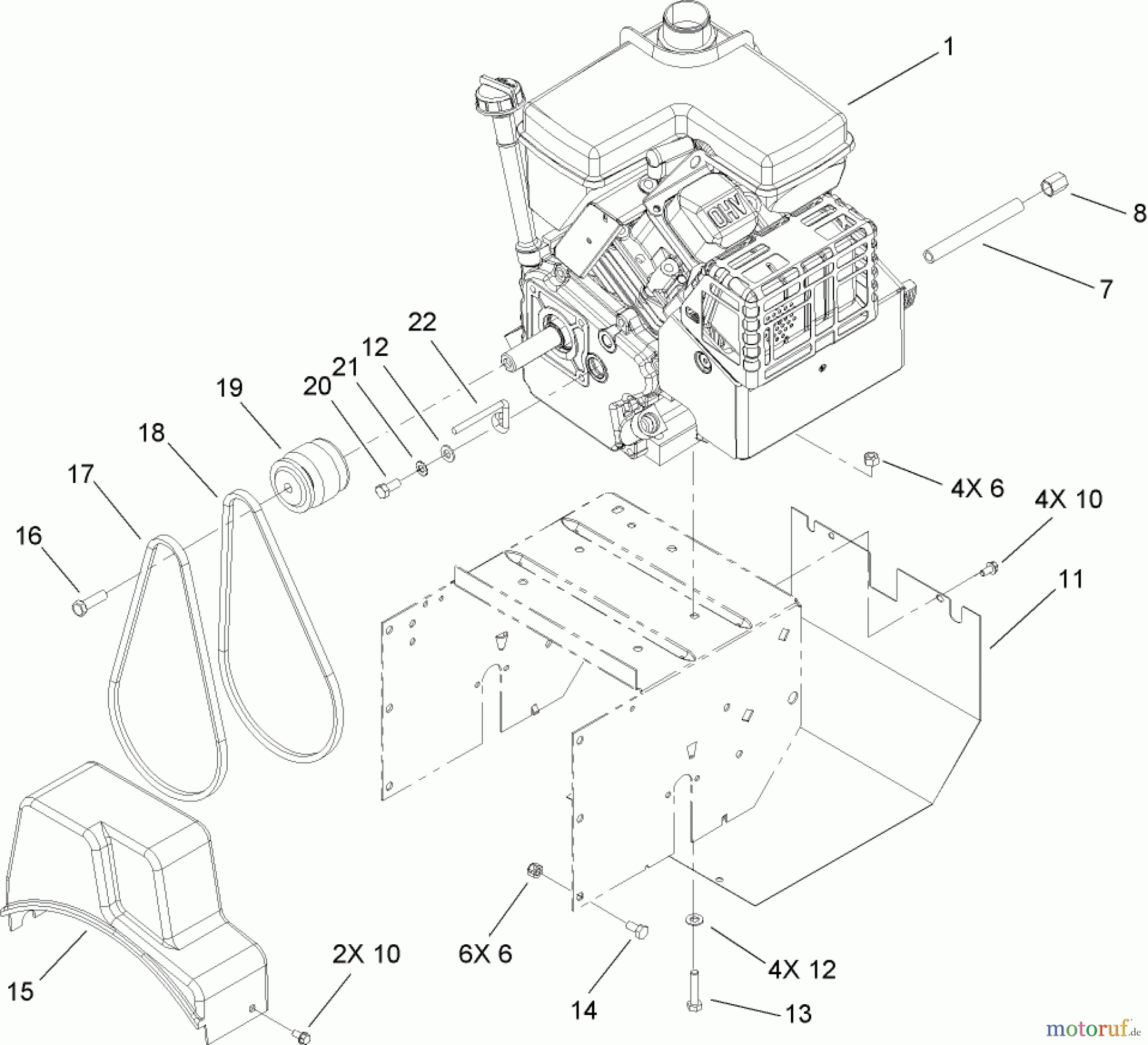 Toro Neu Snow Blowers/Snow Throwers Seite 2 38606 (622R) - Toro 622R Power Throw Snowthrower, 2007 (270000001-270999999) ENGINE ASSEMBLY