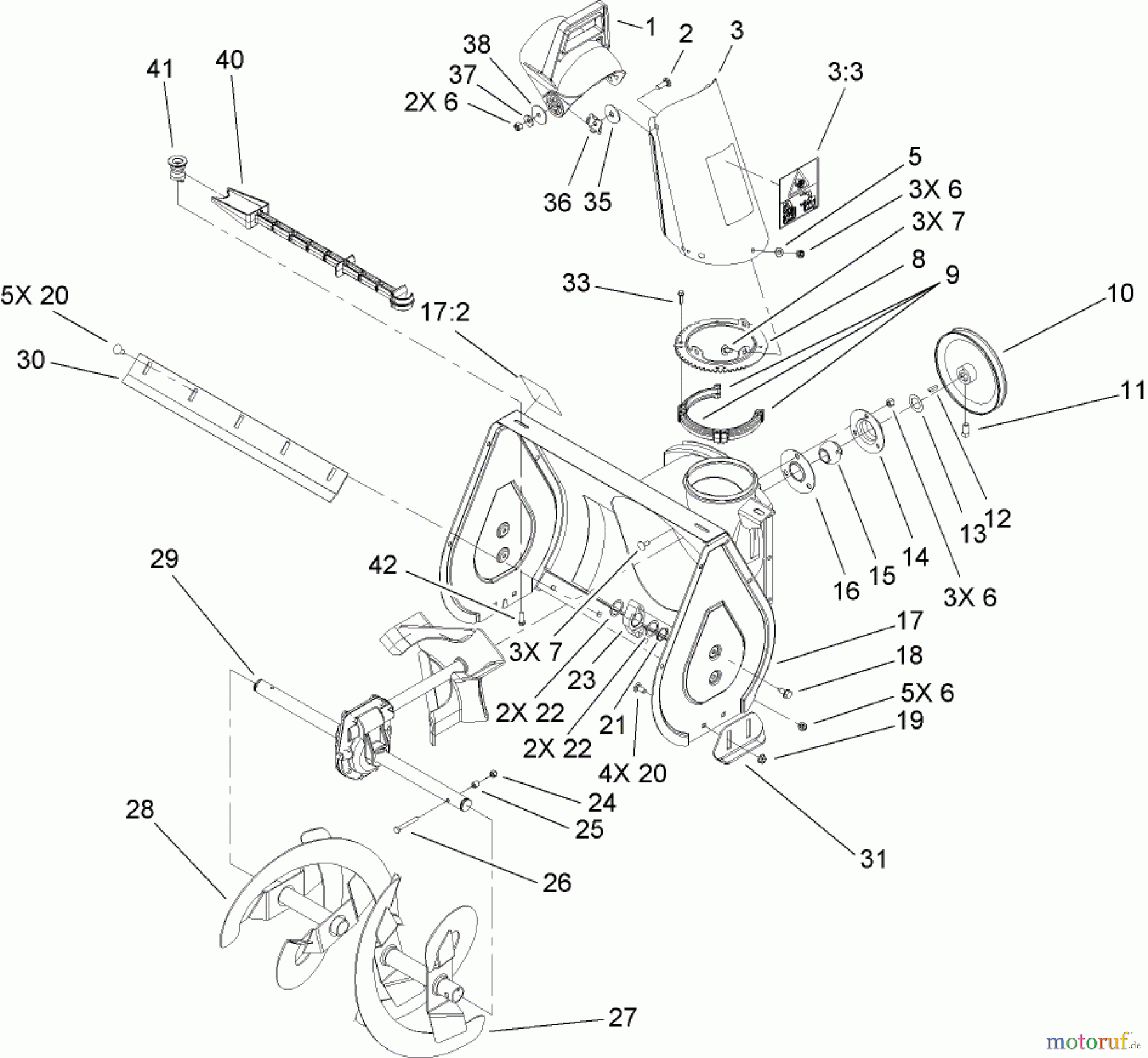  Toro Neu Snow Blowers/Snow Throwers Seite 2 38606 (622R) - Toro 622R Power Throw Snowthrower, 2008 (280000001-280999999) AUGER HOUSING ASSEMBLY