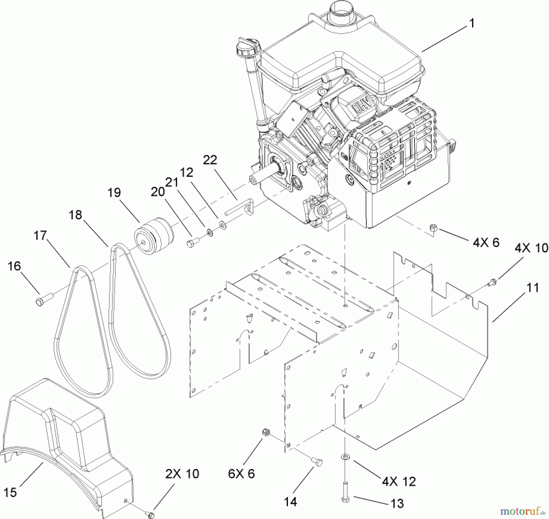 Toro Neu Snow Blowers/Snow Throwers Seite 2 38606 (622R) - Toro 622R Power Throw Snowthrower, 2008 (280000001-280999999) ENGINE ASSEMBLY