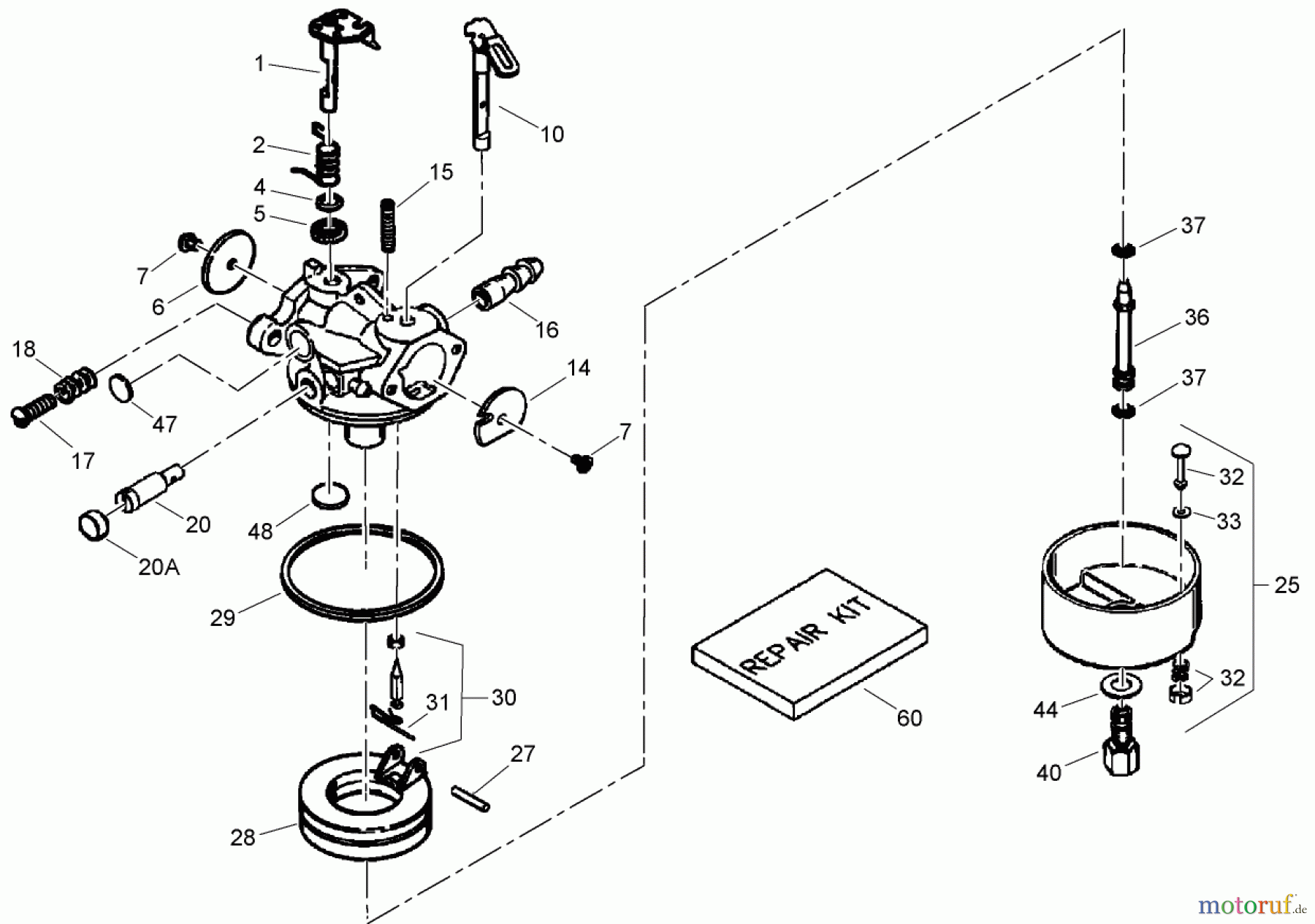  Toro Neu Snow Blowers/Snow Throwers Seite 2 38607 (622E) - Toro 622E Power Throw Snowthrower, 2007 (270000001-270999999) CARBURETOR ASSEMBLY NO. 640058A TECUMSEH OH195SA-72563G
