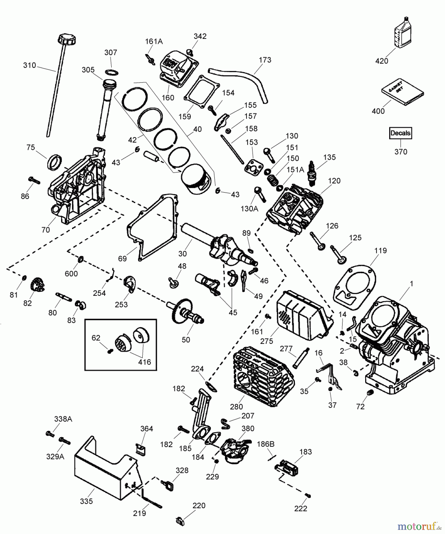 Toro Neu Snow Blowers/Snow Throwers Seite 2 38607 (622E) - Toro 622E Power Throw Snowthrower, 2007 (270000001-270999999) ENGINE ASSEMBLY NO. 1 TECUMSEH OH195SA-72563G