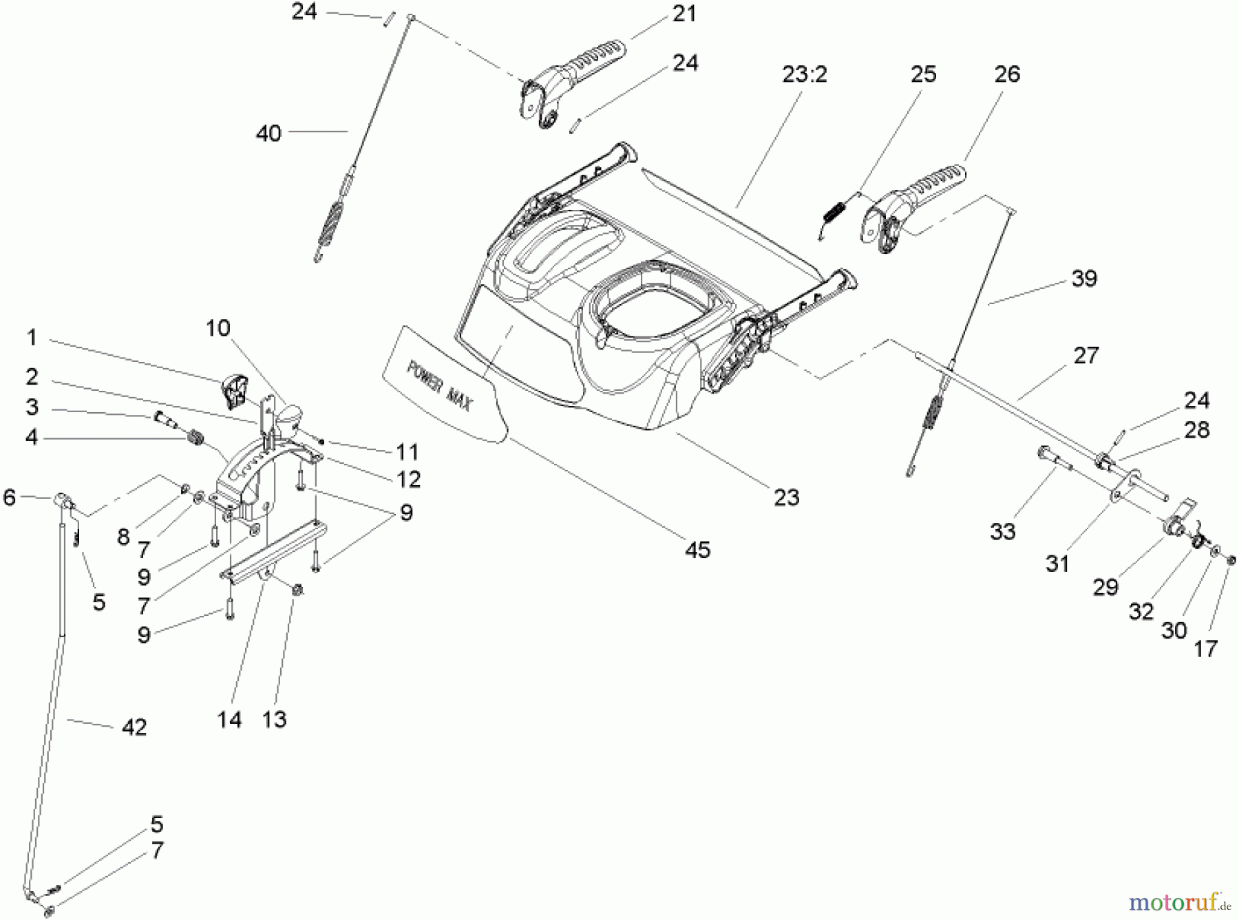  Toro Neu Snow Blowers/Snow Throwers Seite 2 38610 (6000) - Toro Power Max 6000 Snowthrower, 2005 (250010001-250999999) CONTROL HANDLE ASSEMBLY