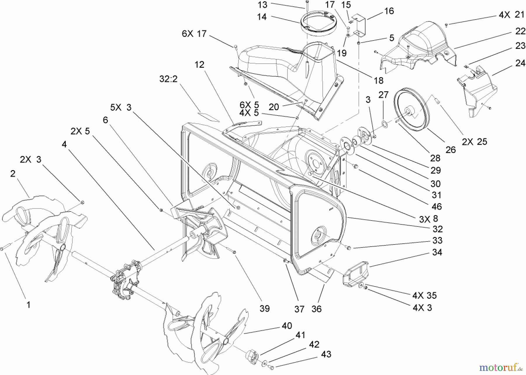  Toro Neu Snow Blowers/Snow Throwers Seite 2 38610 (726 TE) - Toro Power Max 726 TE Snowthrower, 2004 (240000001-240999999) AUGER AND HOUSING ASSEMBLY